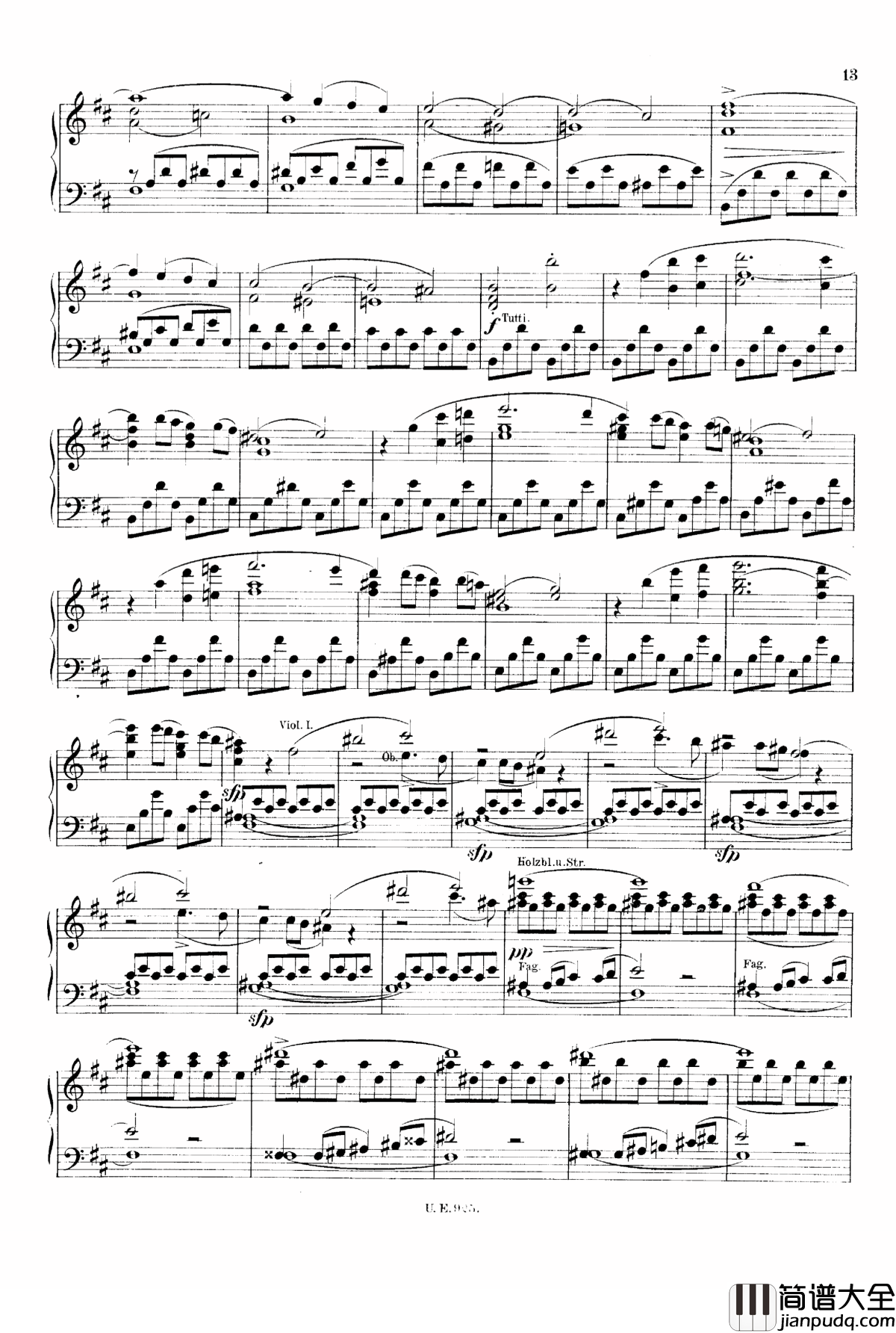 D大调第一交响曲_D.82钢琴谱_舒伯特