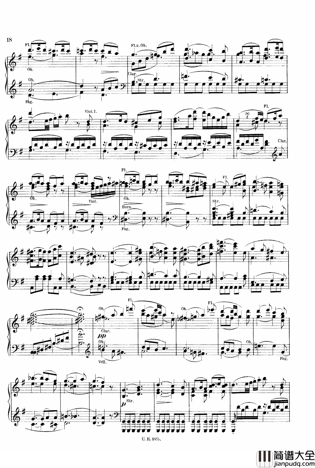 D大调第一交响曲_D.82钢琴谱_舒伯特