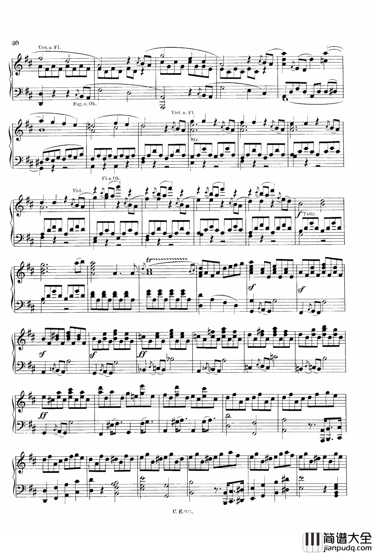 D大调第一交响曲_D.82钢琴谱_舒伯特