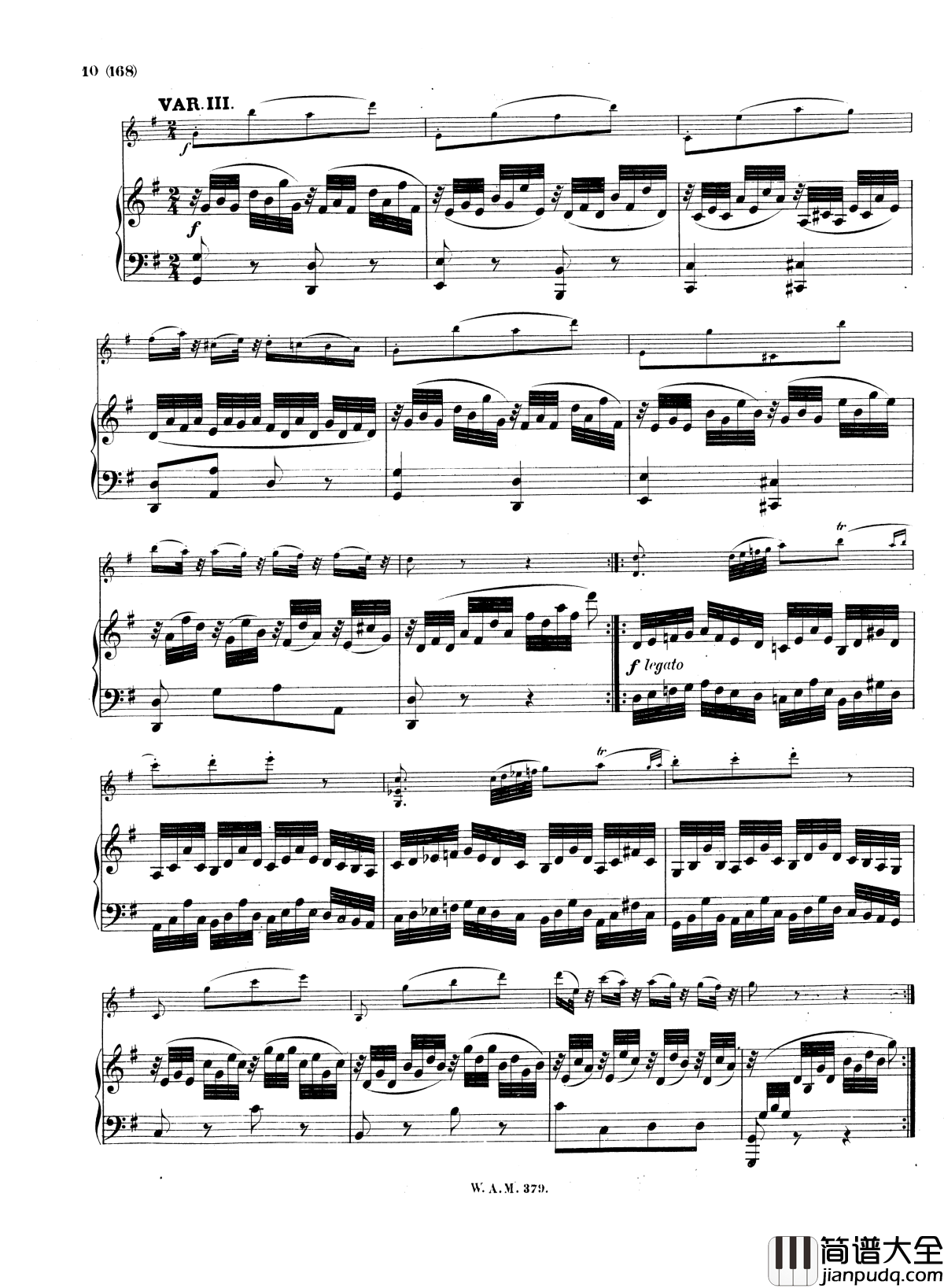 G大调小提琴奏鸣曲K.379钢琴谱_莫扎特