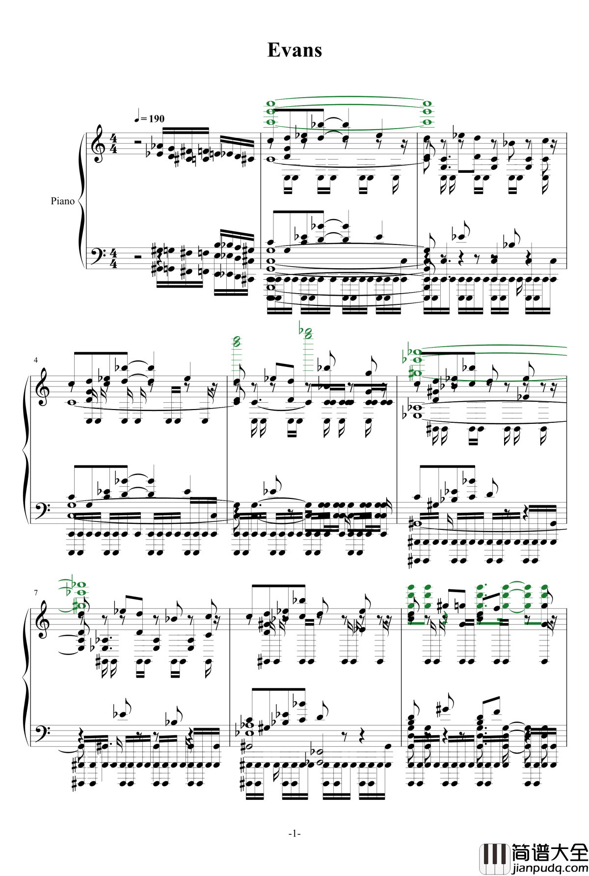 Evans钢琴谱_黑乐谱_zun