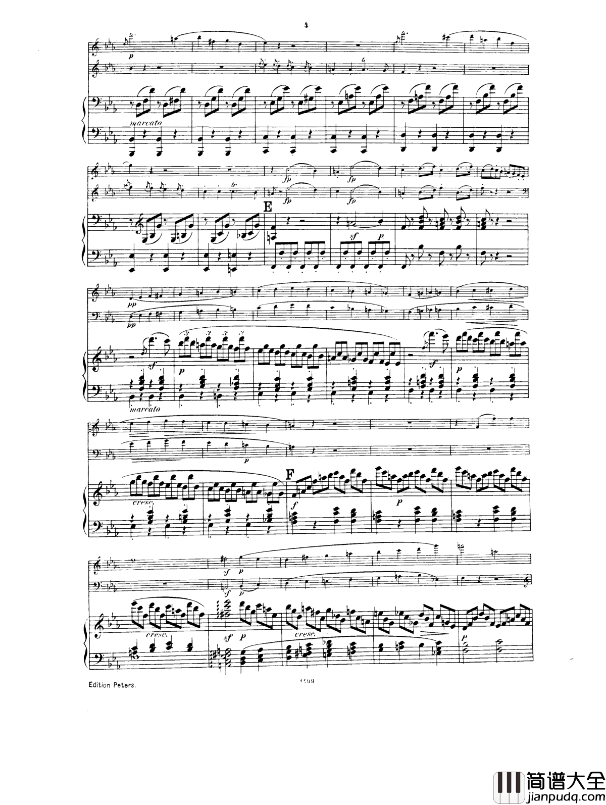 _降E大调第一钢琴三重奏__Op.12钢琴谱_胡梅尔