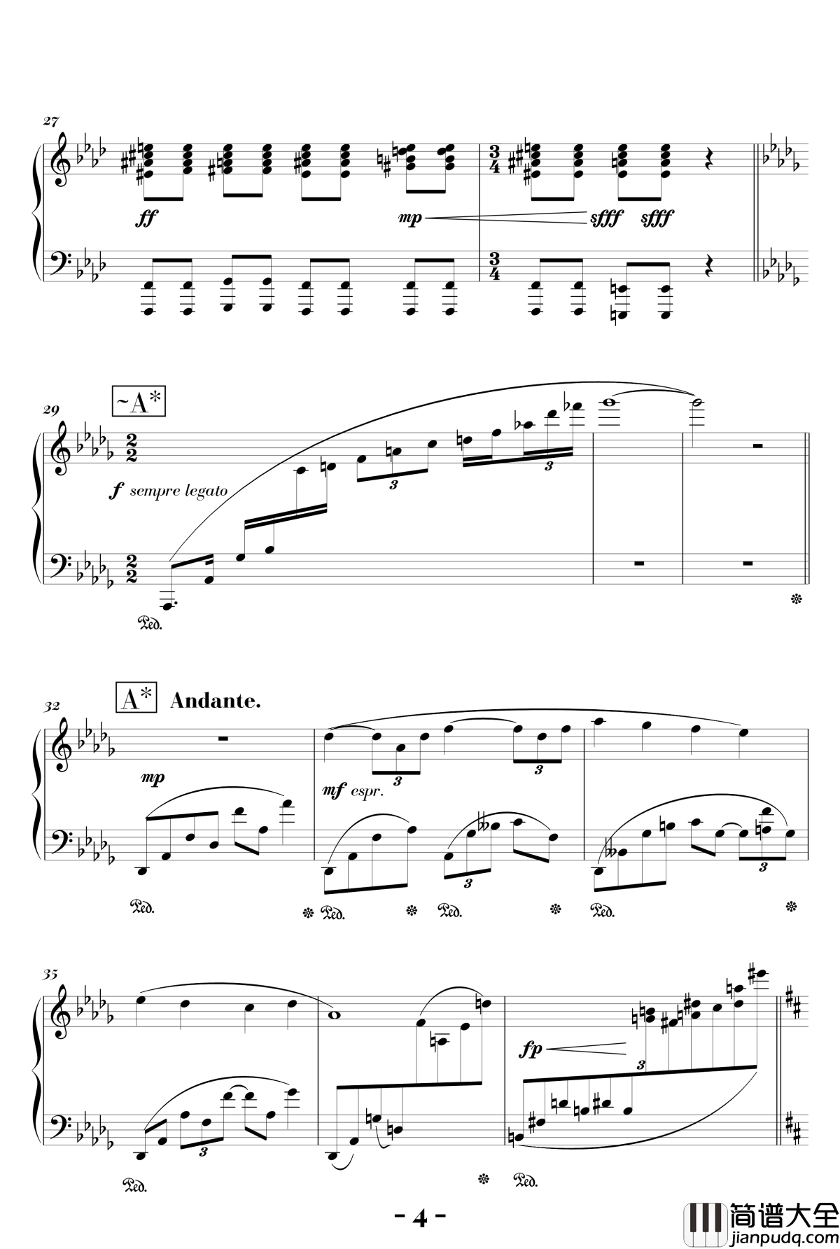 b小调浪漫曲钢琴谱_陈文戈