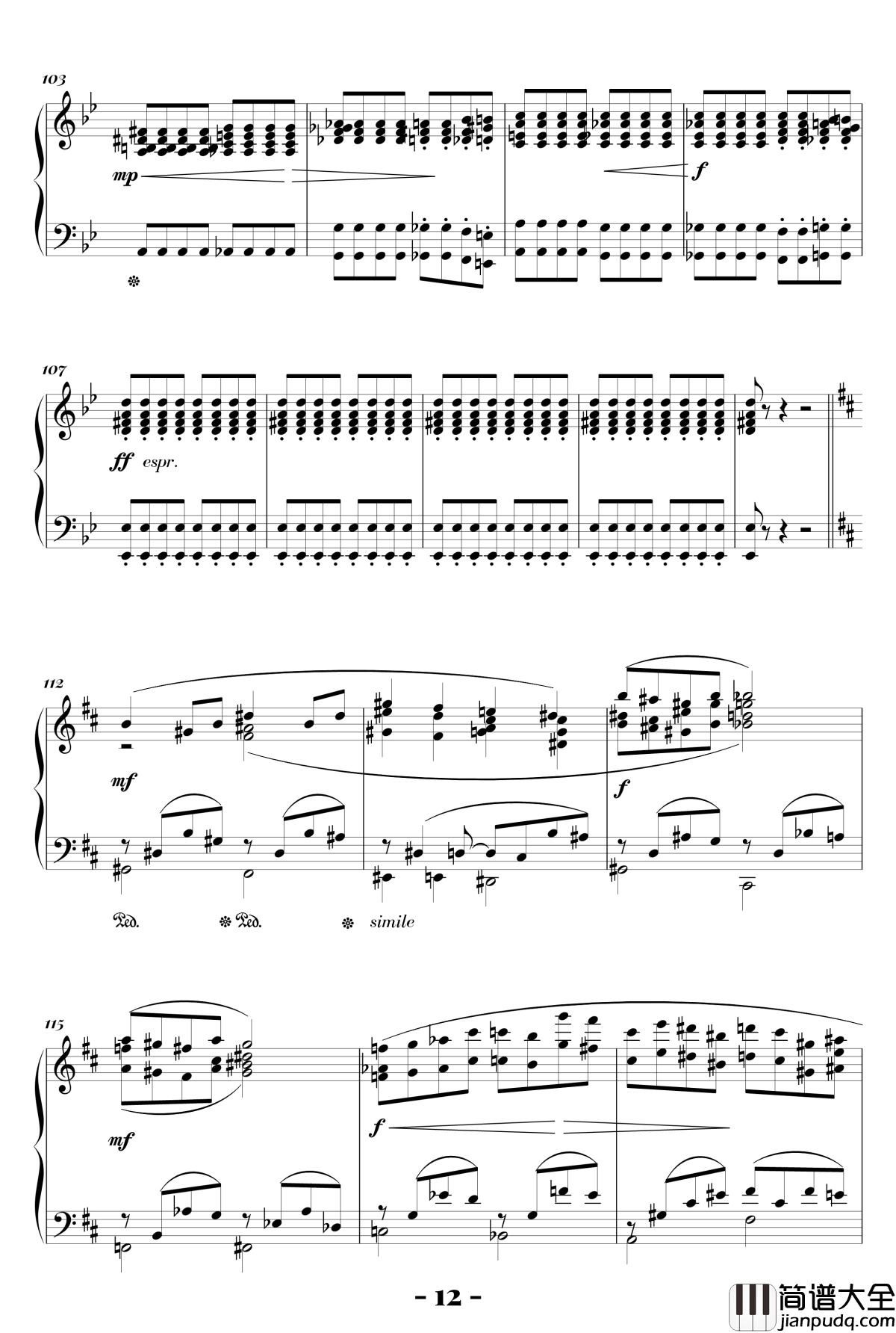 b小调浪漫曲钢琴谱_陈文戈