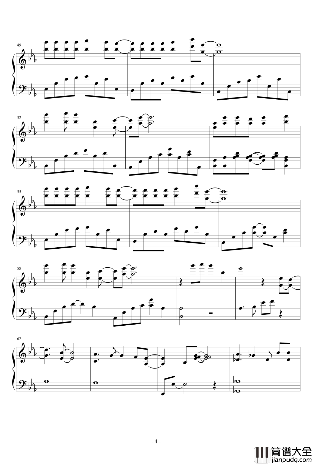 影子情人钢琴谱_许美静