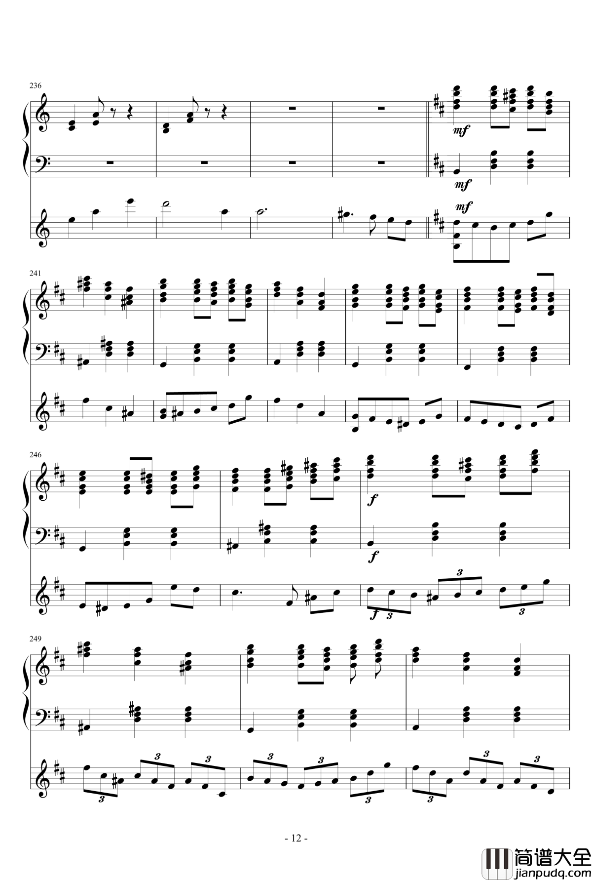 华尔兹钢琴谱_钢琴小提琴总谱_千竹何_化装舞会的A小调