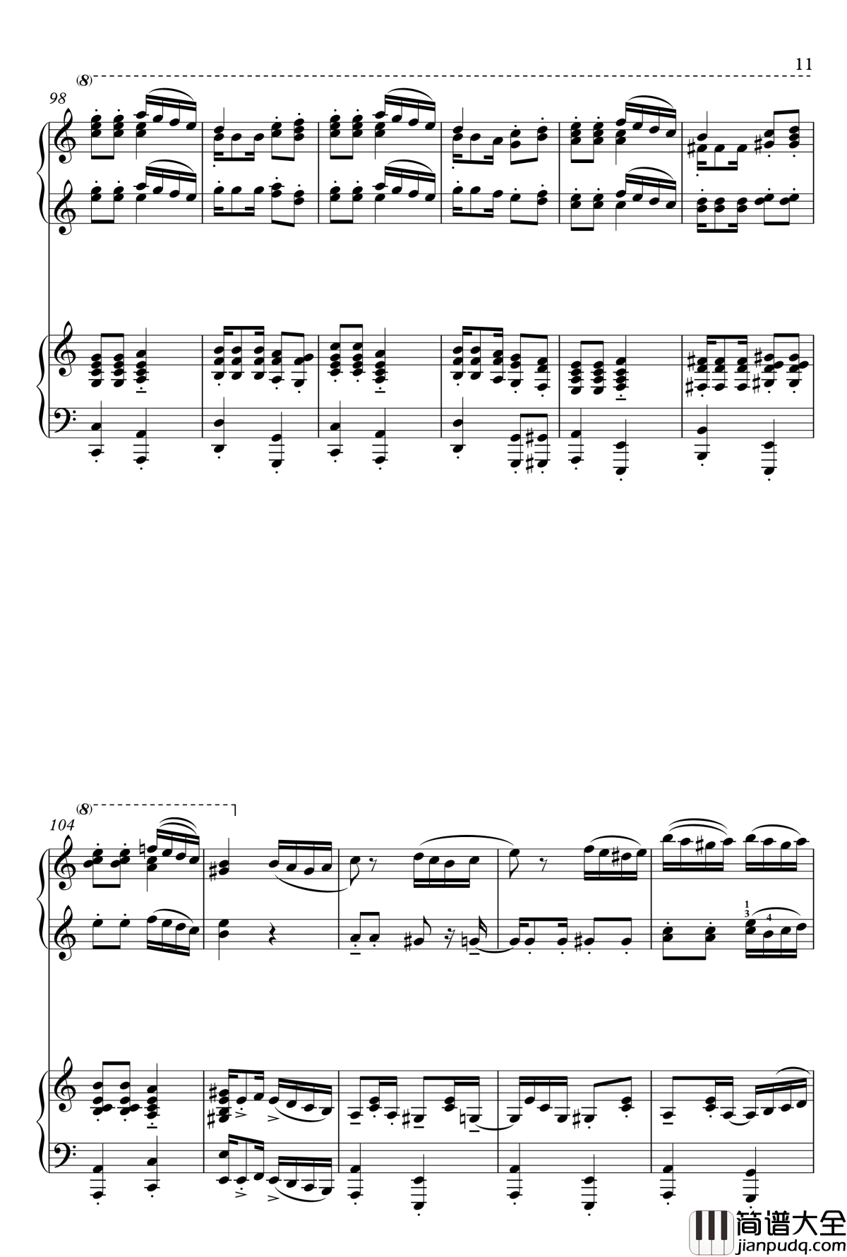 巴西桑巴土耳其进行曲钢琴谱_Philip_R_Buttall_?__四手联弹