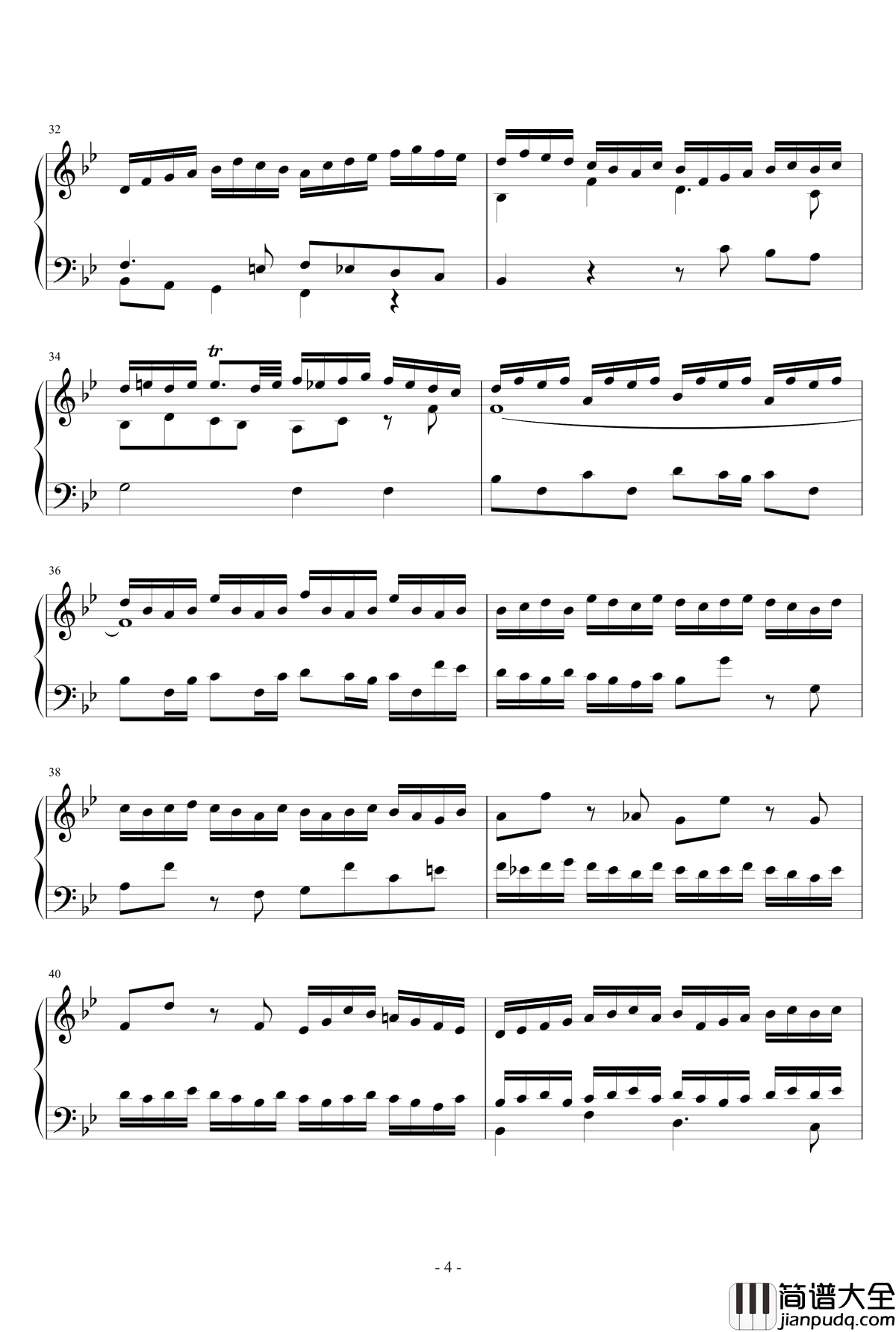 G小调赋格钢琴谱_J.S.巴赫