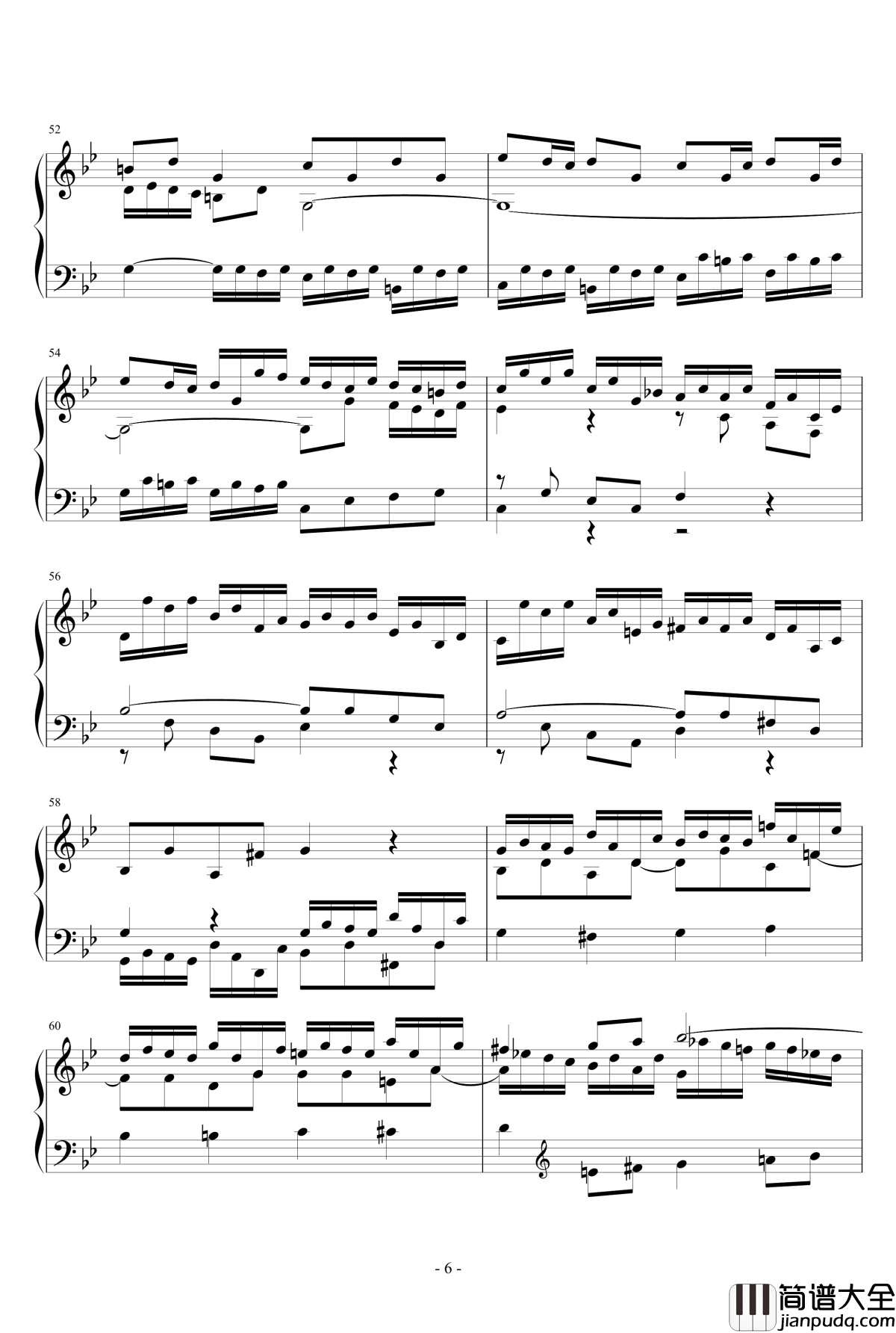 G小调赋格钢琴谱_J.S.巴赫