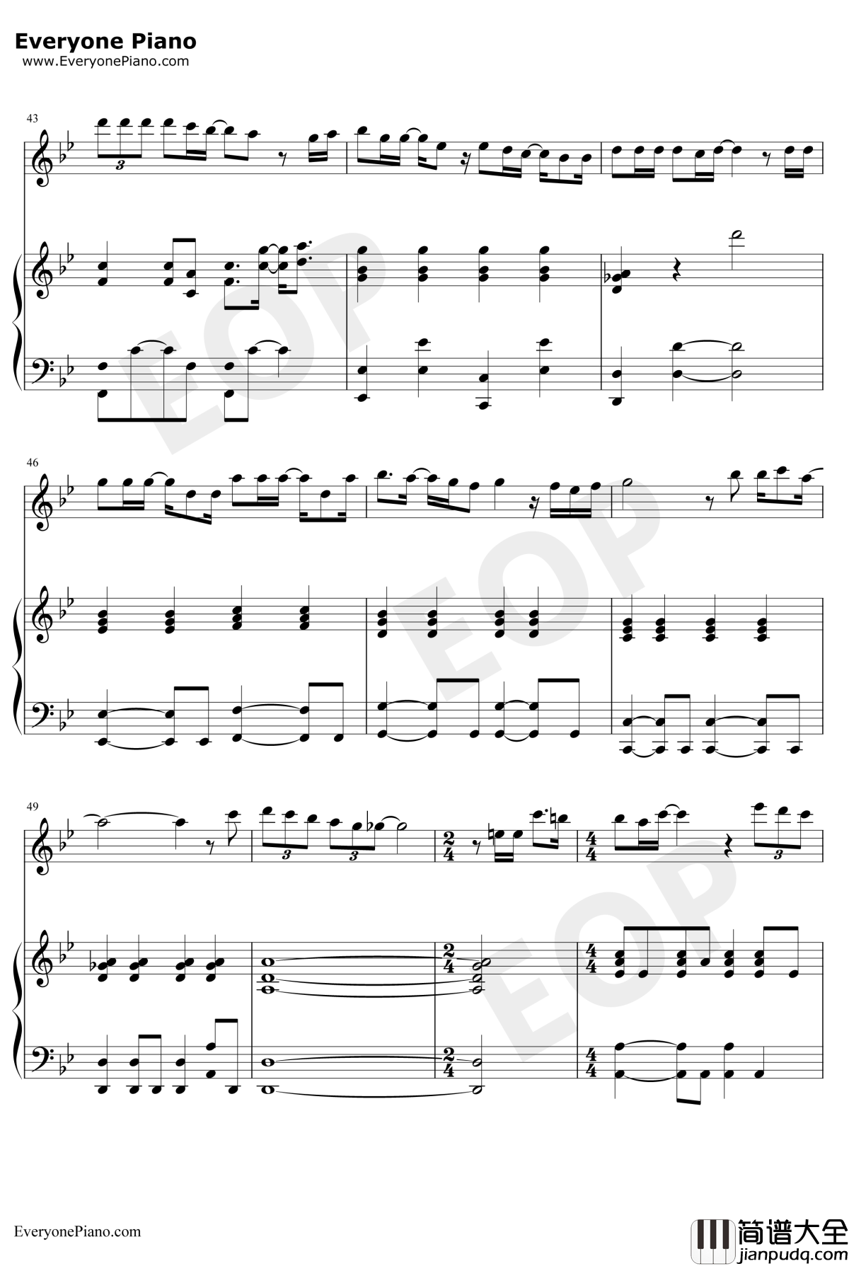 回忆的沙漏_钢琴谱_邓紫棋