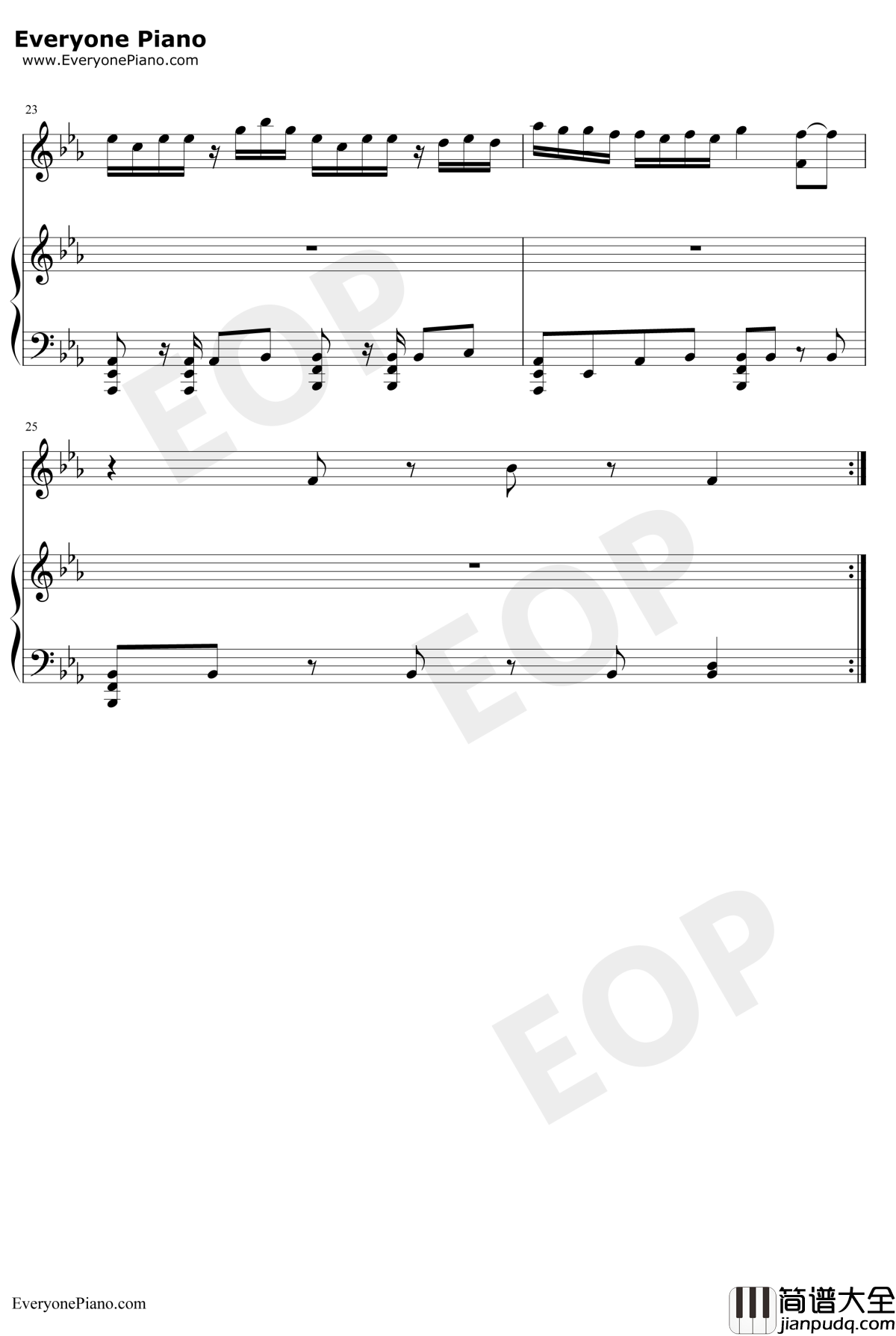 绿色钢琴谱_陈雪凝_若不是你突然闯进我生活_抖音歌曲