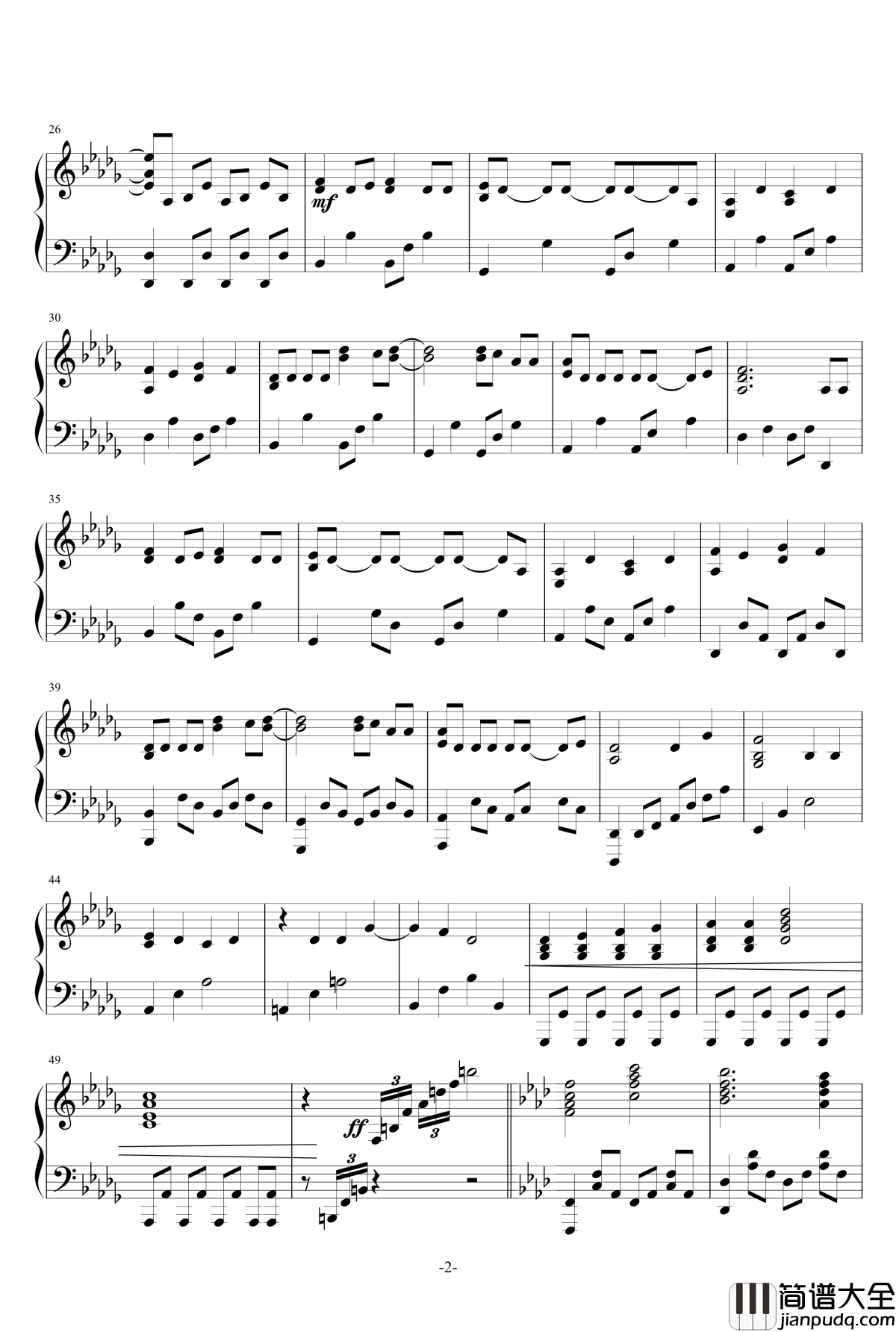 人渣的本愿ed钢琴谱_平行线_人渣的本愿