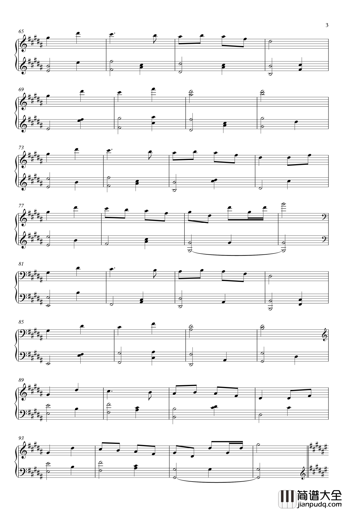 萤火虫之舞钢琴谱_世界名曲