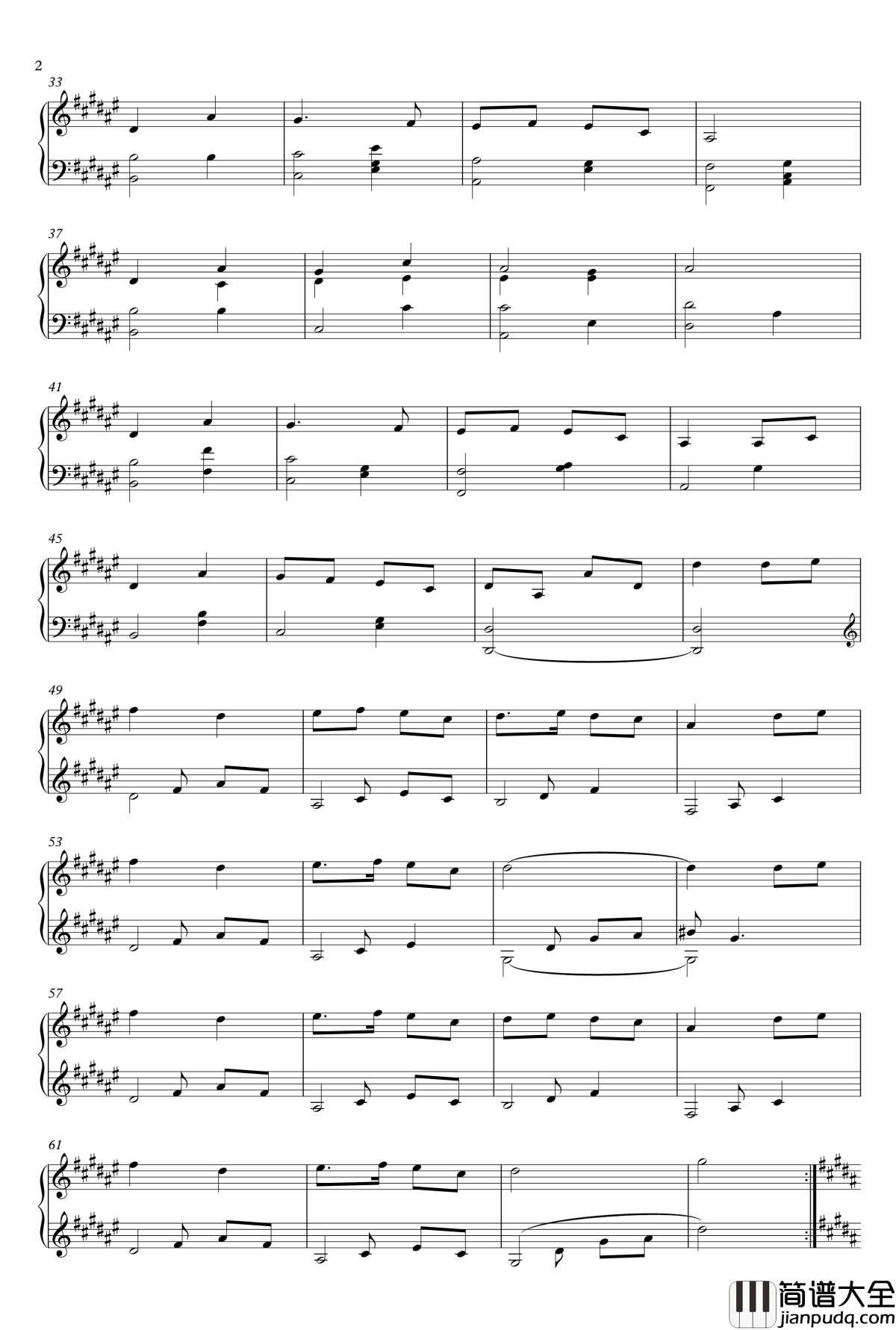 萤火虫之舞钢琴谱_世界名曲