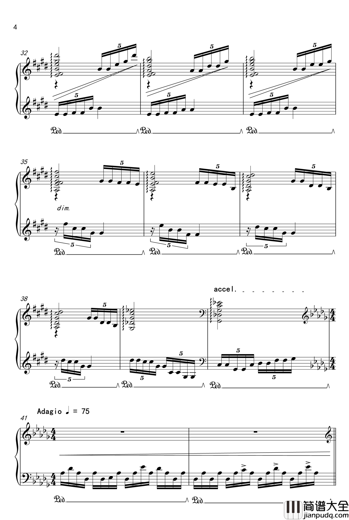 大雪钢琴谱_冰河_shisan9632