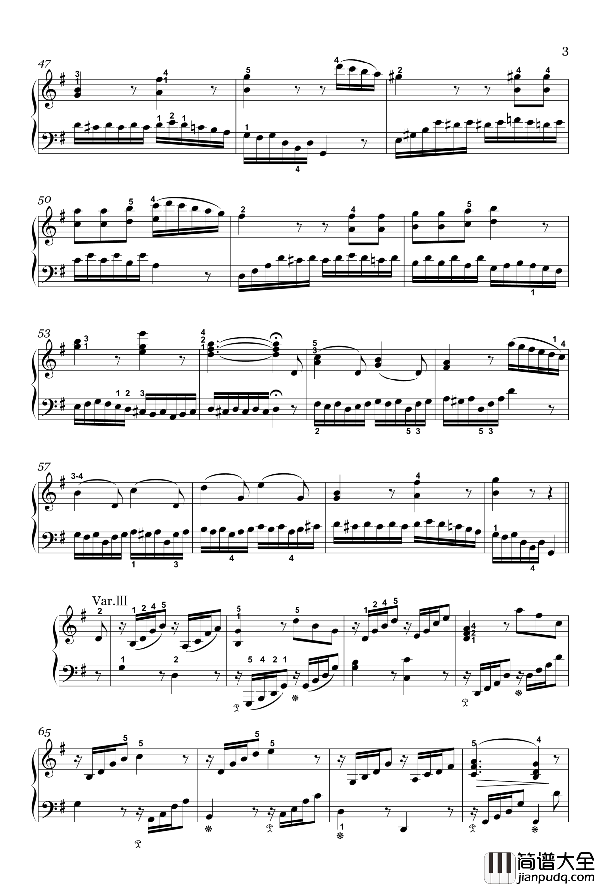 G大调变奏曲钢琴谱_Woo_70_贝多芬_beethoven