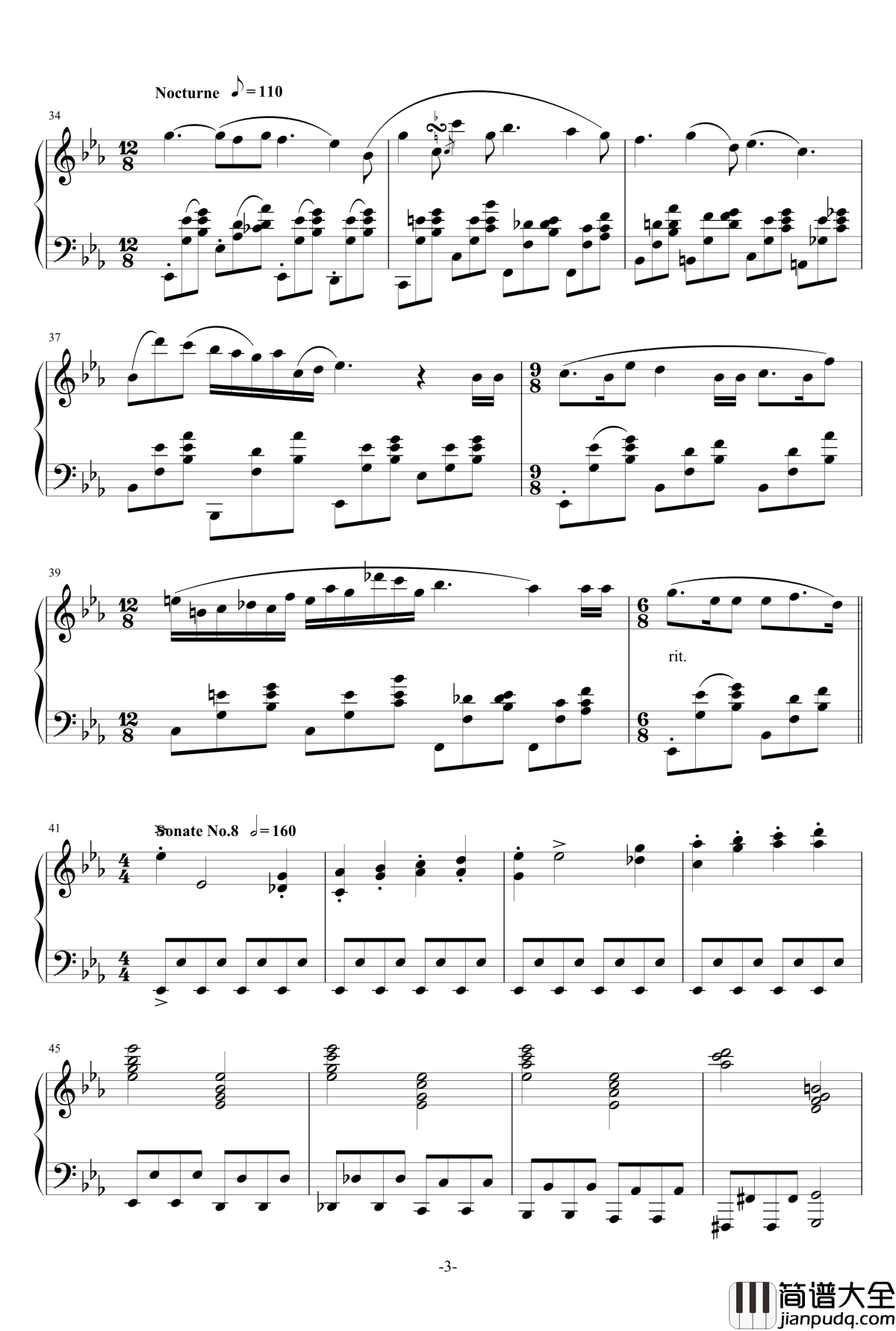 生日快乐钢琴谱_改进版_主题古典钢琴串烧_宋叫受