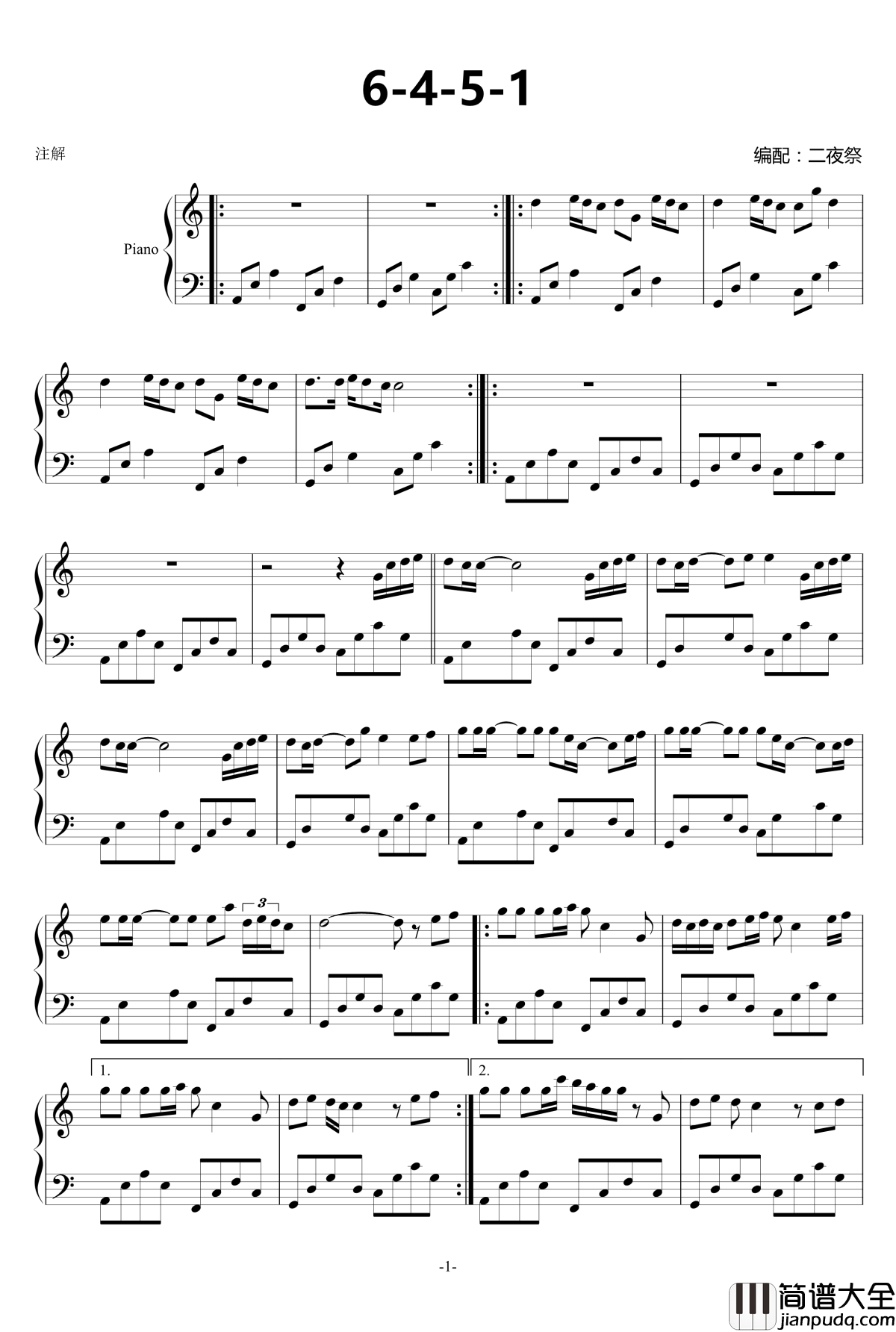 6451钢琴谱_串烧_都有些啥？