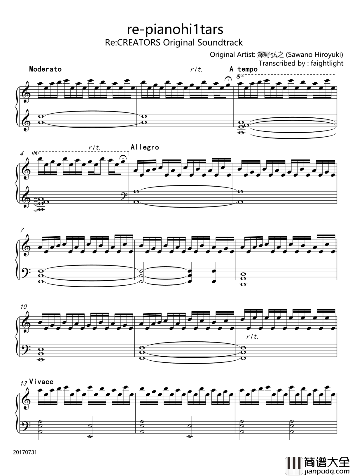 re:Pianohi1tars钢琴谱OST_Re:_CREATORS
