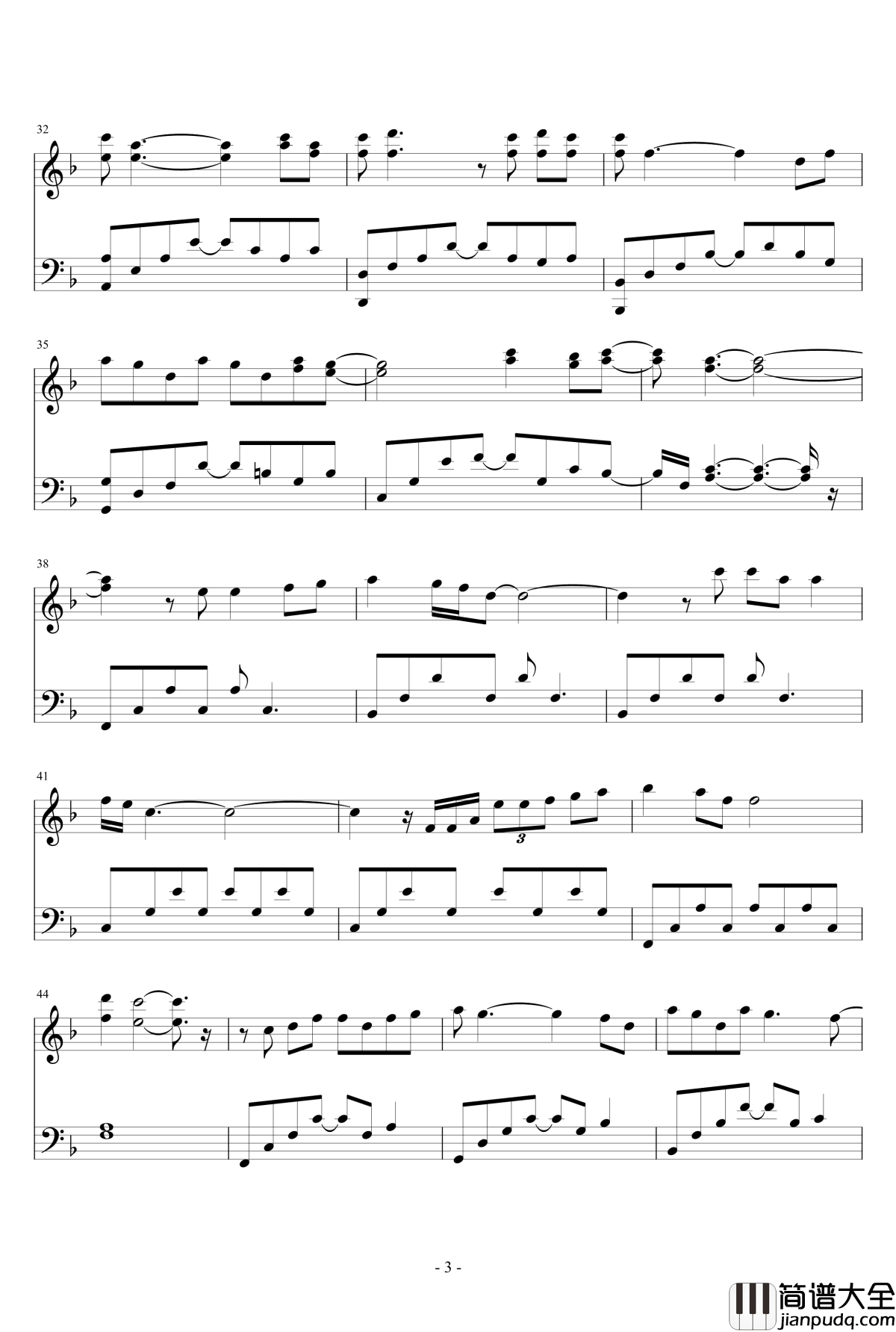 因为爱情钢琴谱_钢琴版_王菲