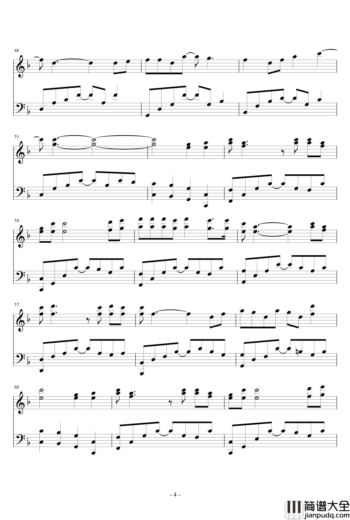 因为爱情钢琴谱_钢琴版_王菲