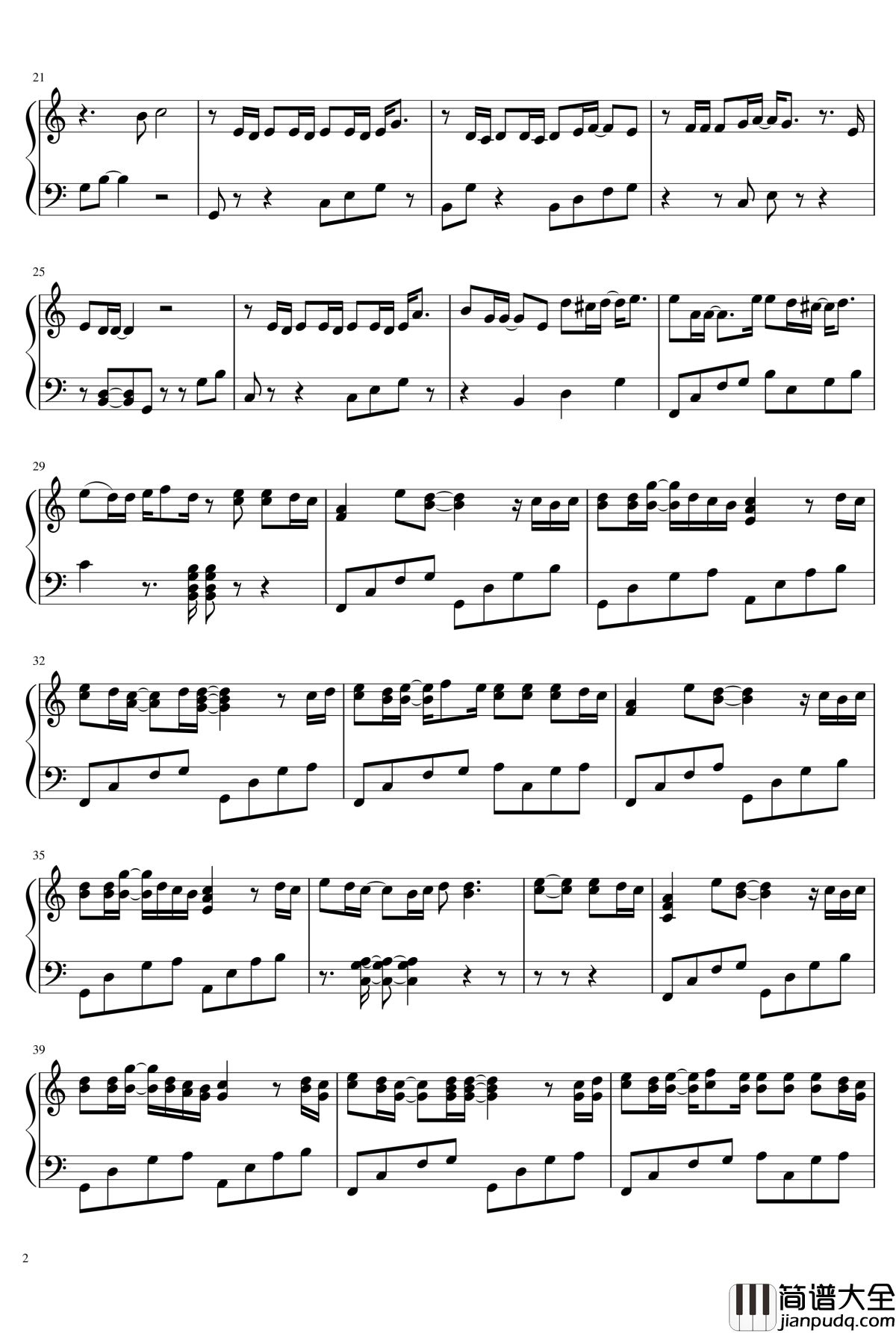 分我一半的眼泪钢琴谱_付辛博