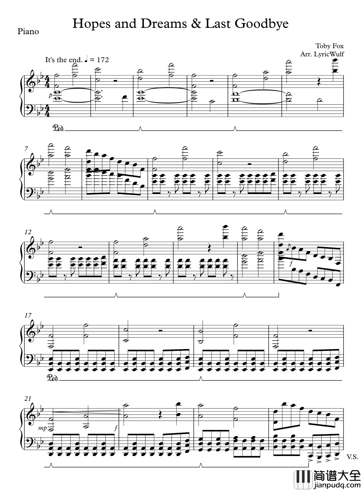 Hopes_and_Dreams_&Last_Goodbye钢琴谱_Undertale