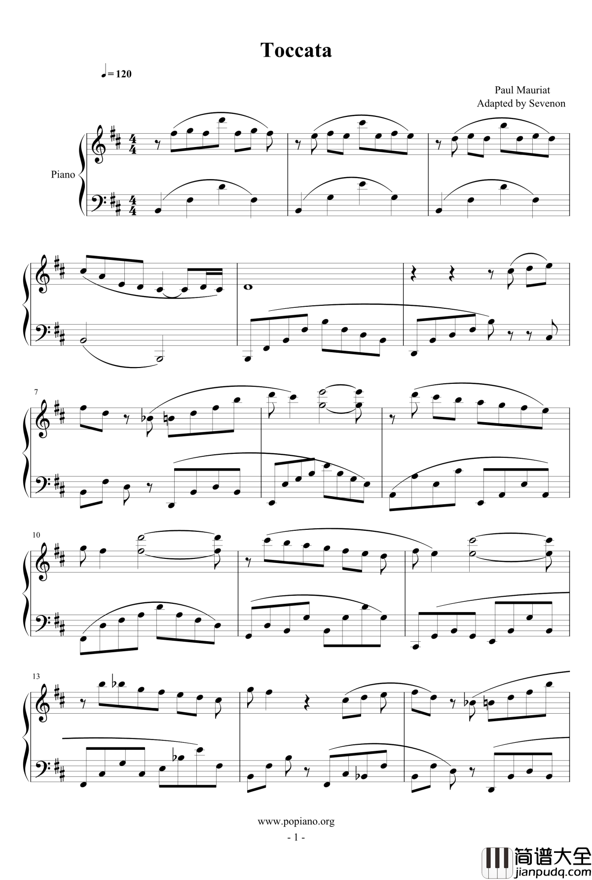 toccata钢琴谱_PAUL_MAURIAT