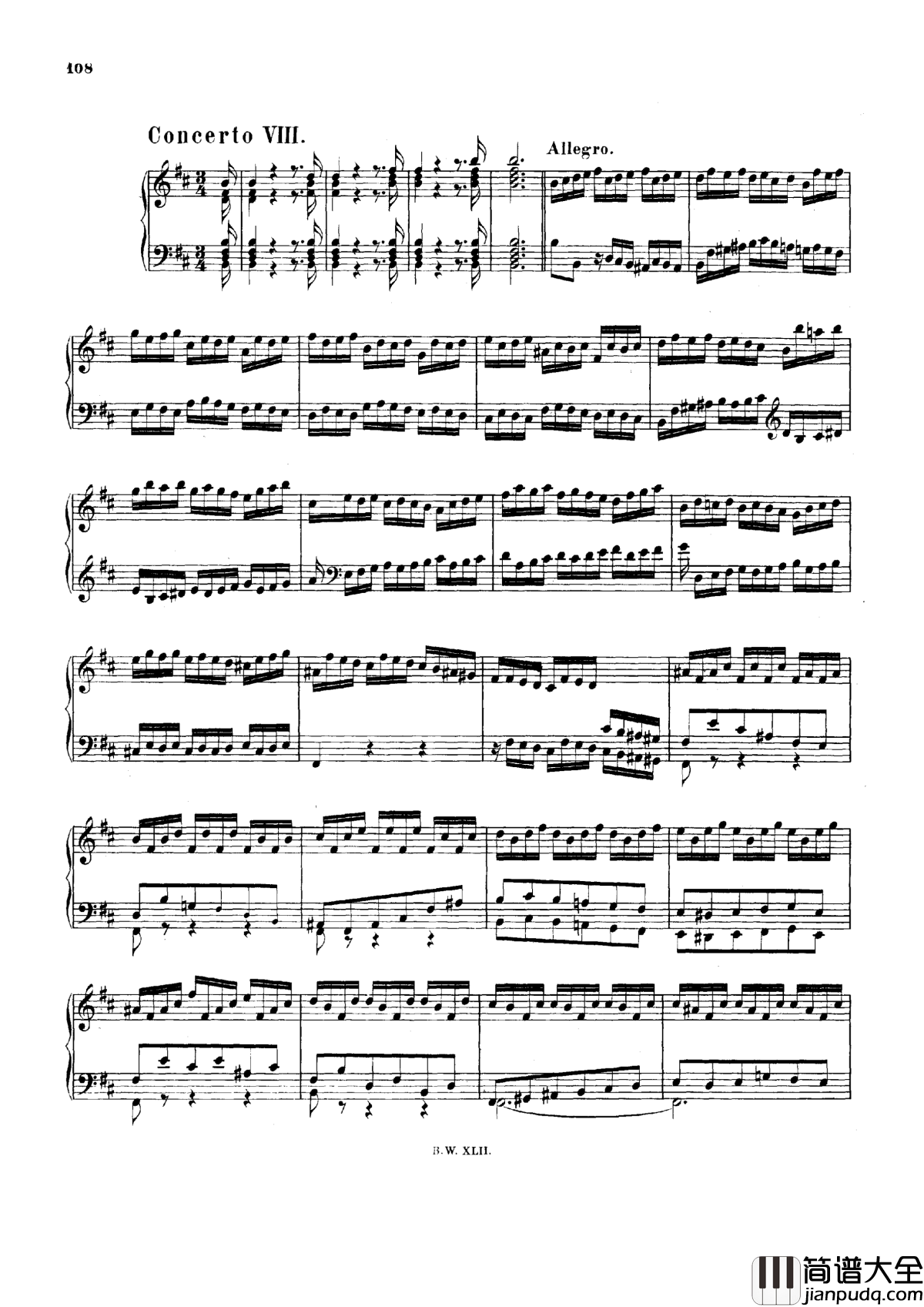 降B小调协奏曲钢琴谱_巴赫