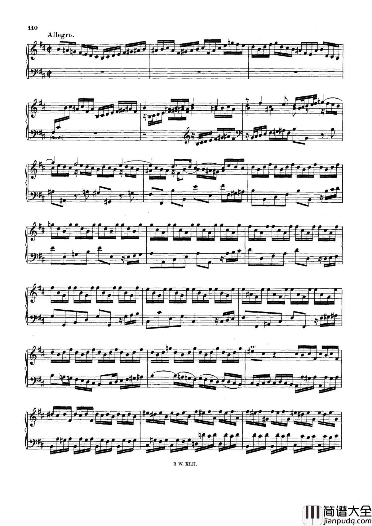 降B小调协奏曲钢琴谱_巴赫