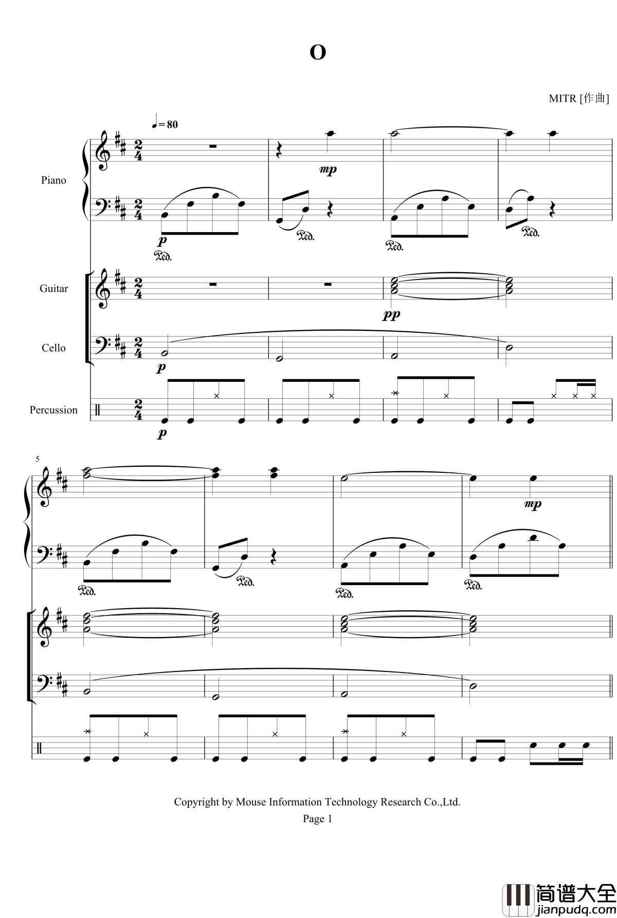 O钢琴谱_MITR