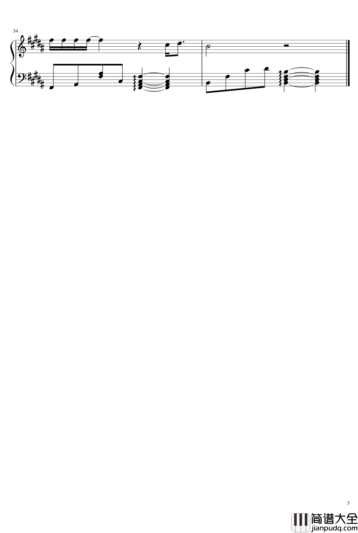 八月十五钢琴谱_房东的猫