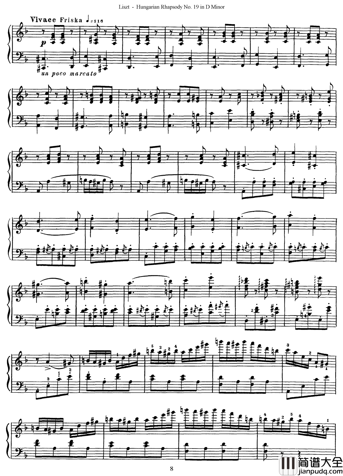 匈牙利狂想曲第19号钢琴谱_最后的狂想_李斯特