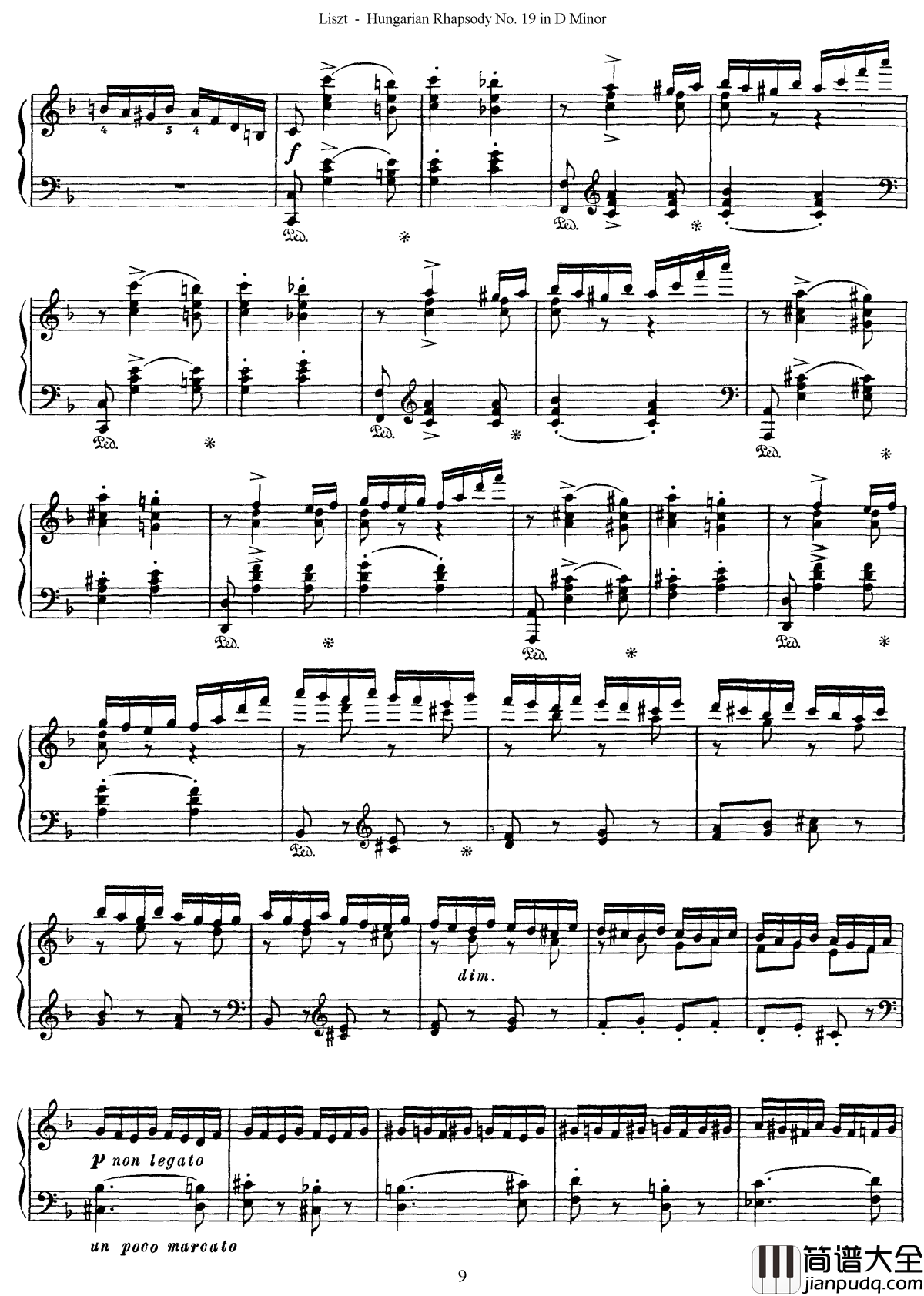 匈牙利狂想曲第19号钢琴谱_最后的狂想_李斯特