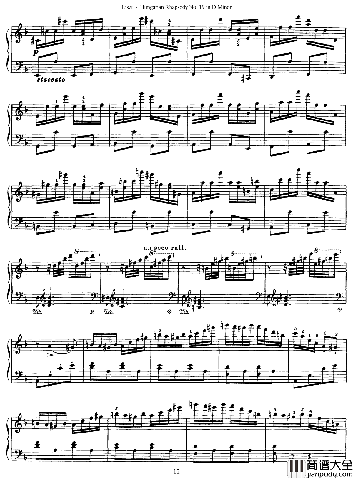 匈牙利狂想曲第19号钢琴谱_最后的狂想_李斯特