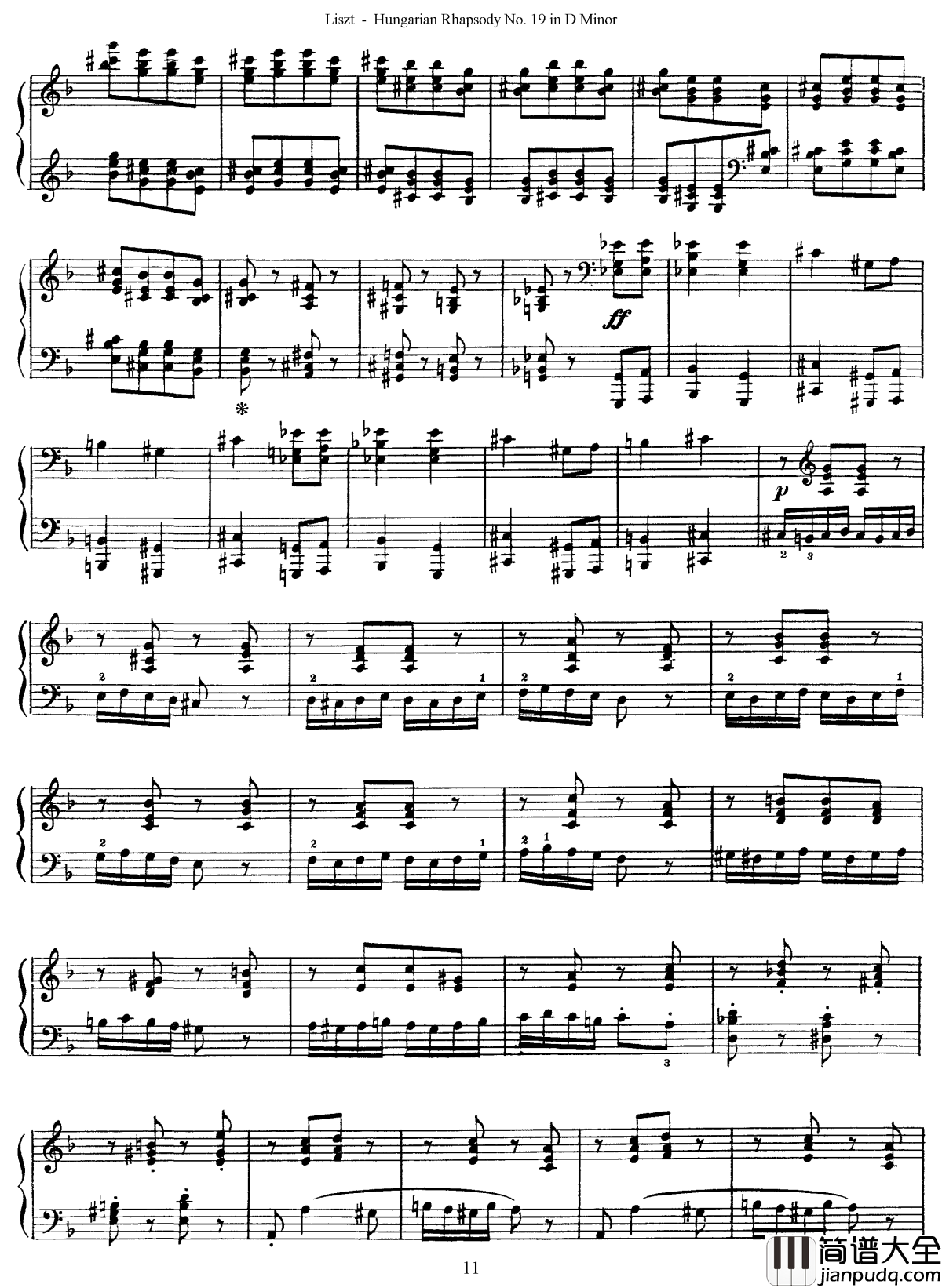 匈牙利狂想曲第19号钢琴谱_最后的狂想_李斯特