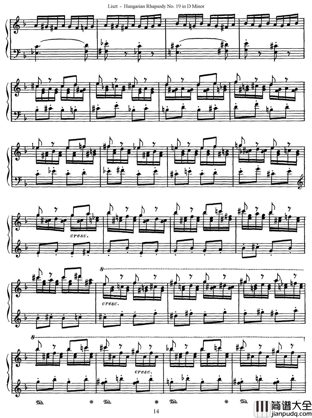 匈牙利狂想曲第19号钢琴谱_最后的狂想_李斯特