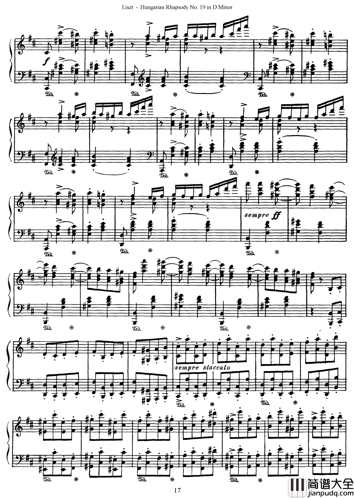 匈牙利狂想曲第19号钢琴谱_最后的狂想_李斯特