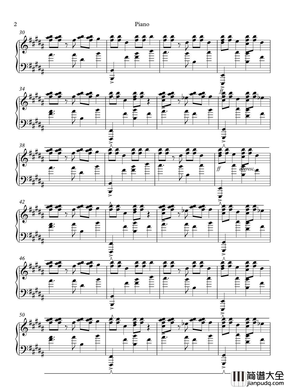 他的主题钢琴谱_Undertale__[钹+小鼓+钢琴]