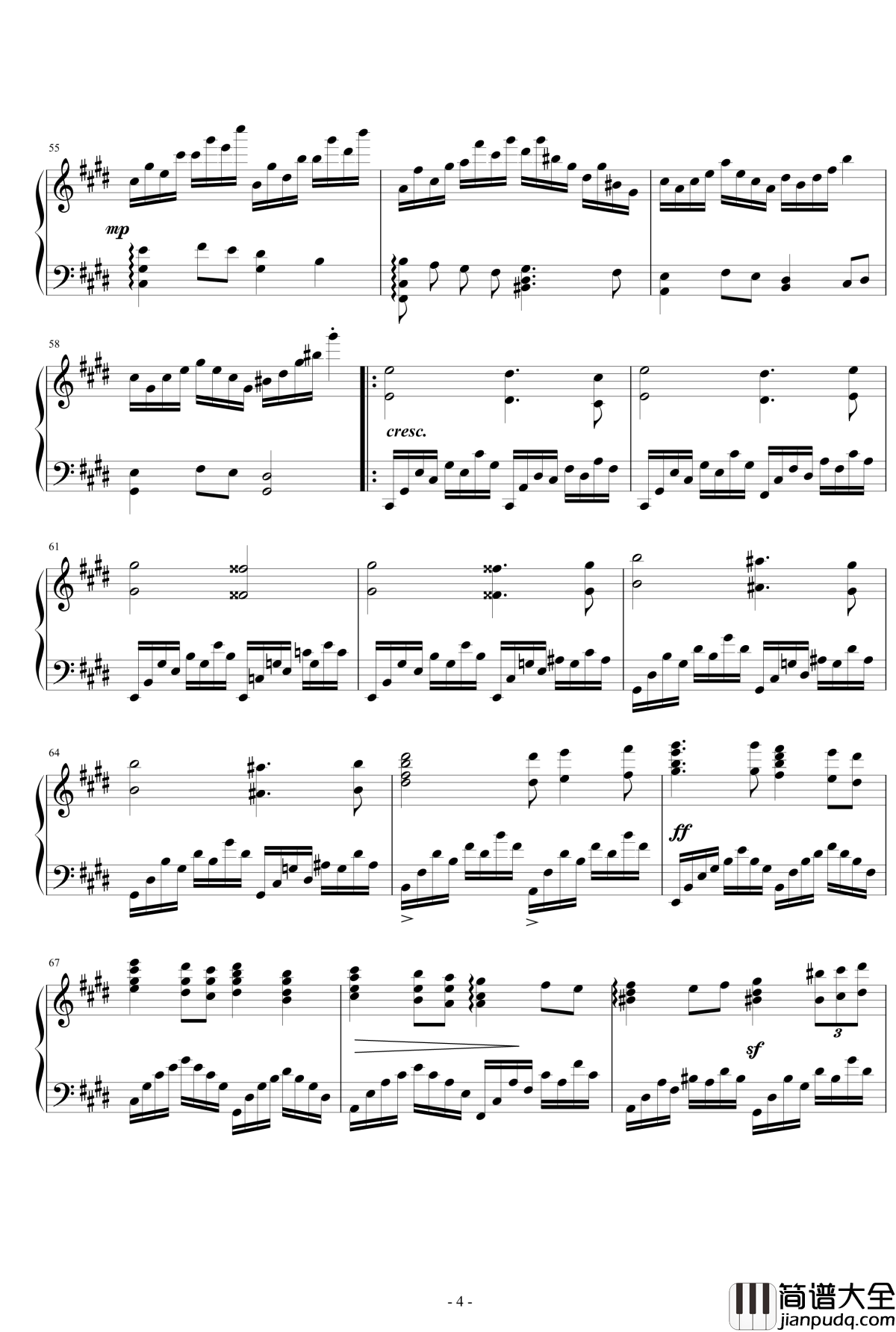 春花冬雪钢琴谱_yutianyue126