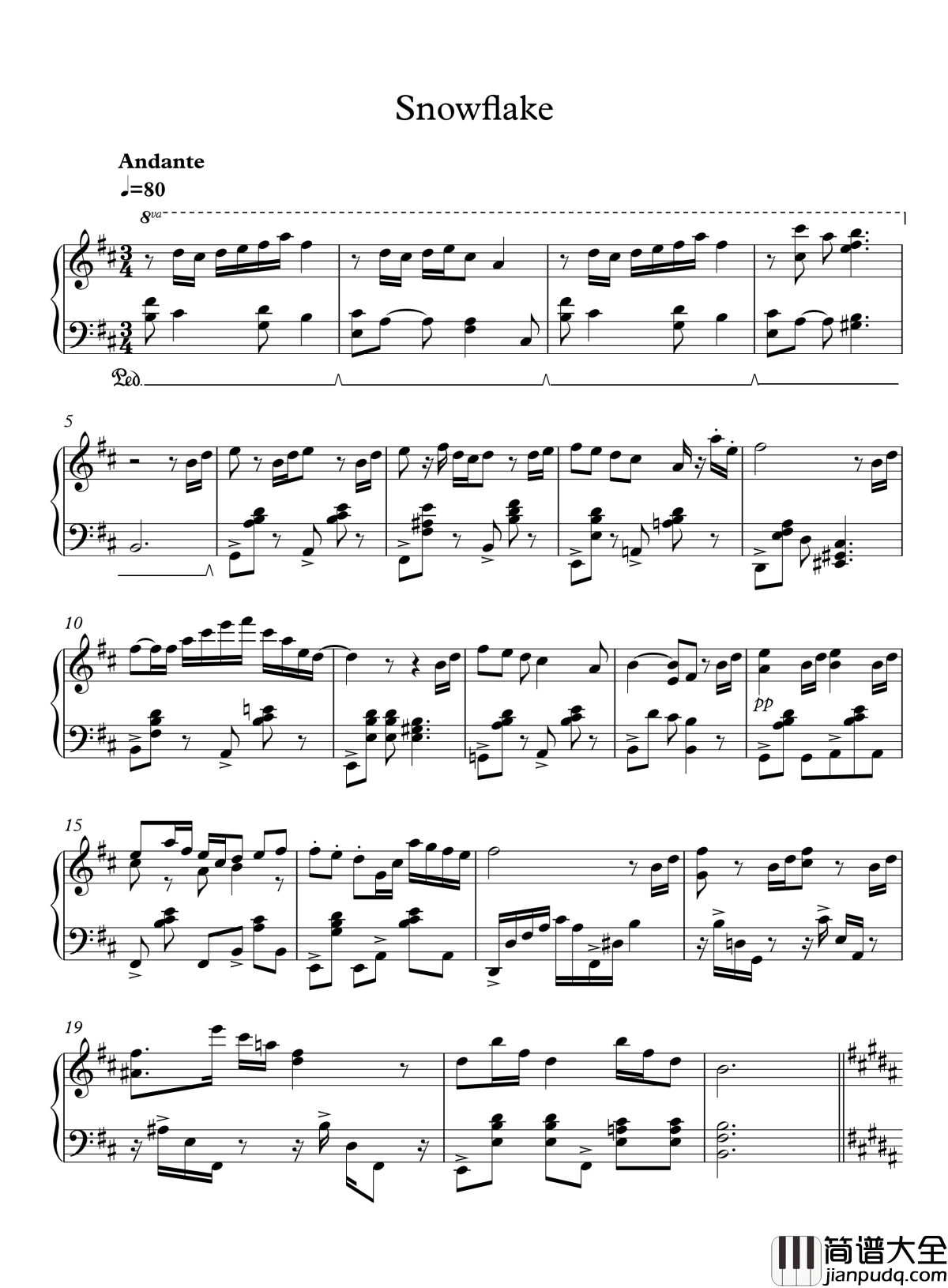 雪花钢琴谱_sherryliu1107