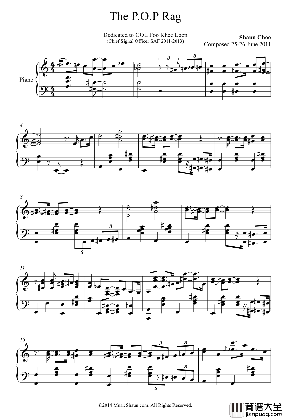 The_P.O.P._Rag钢琴谱_Shawn_Choo