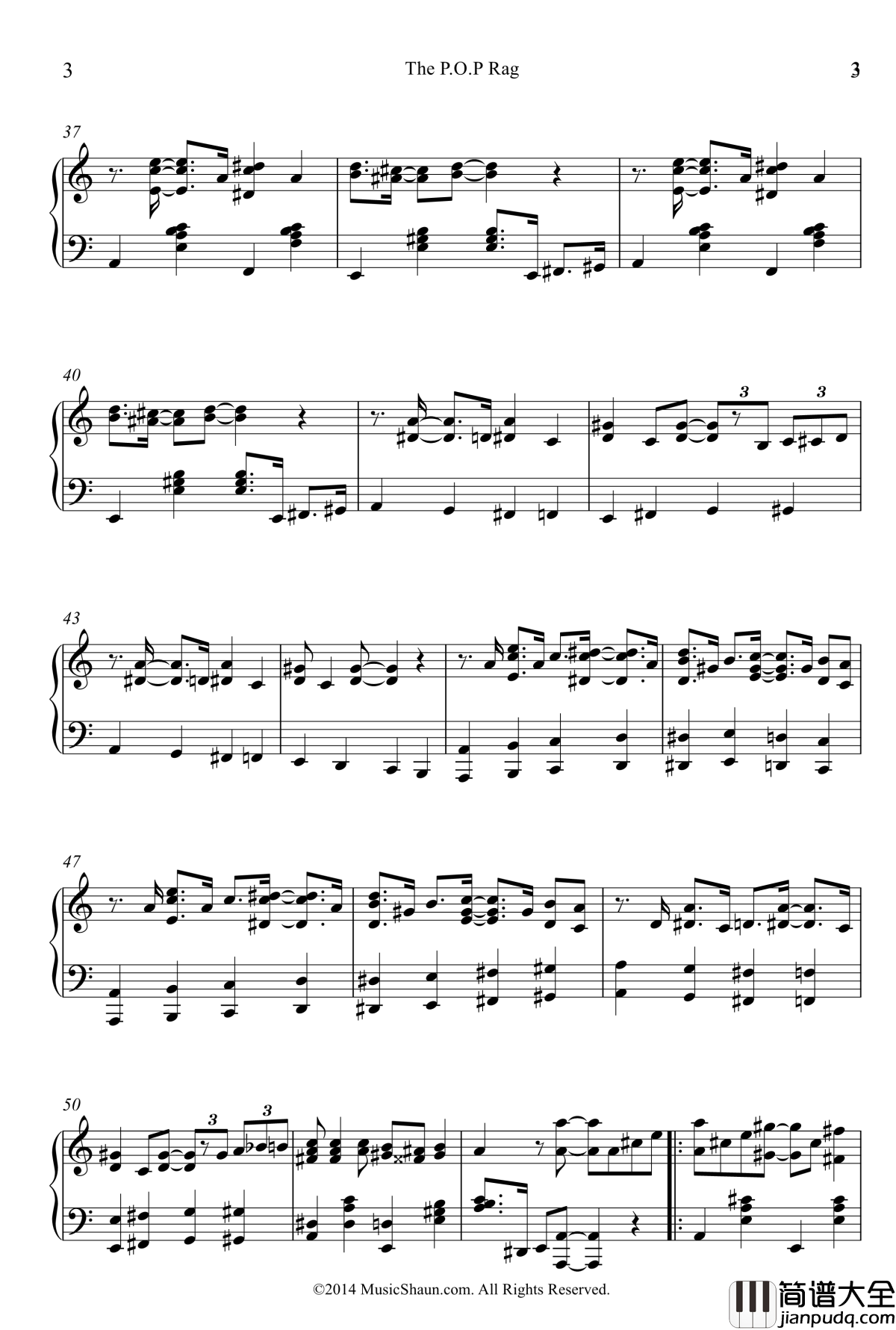 The_P.O.P._Rag钢琴谱_Shawn_Choo