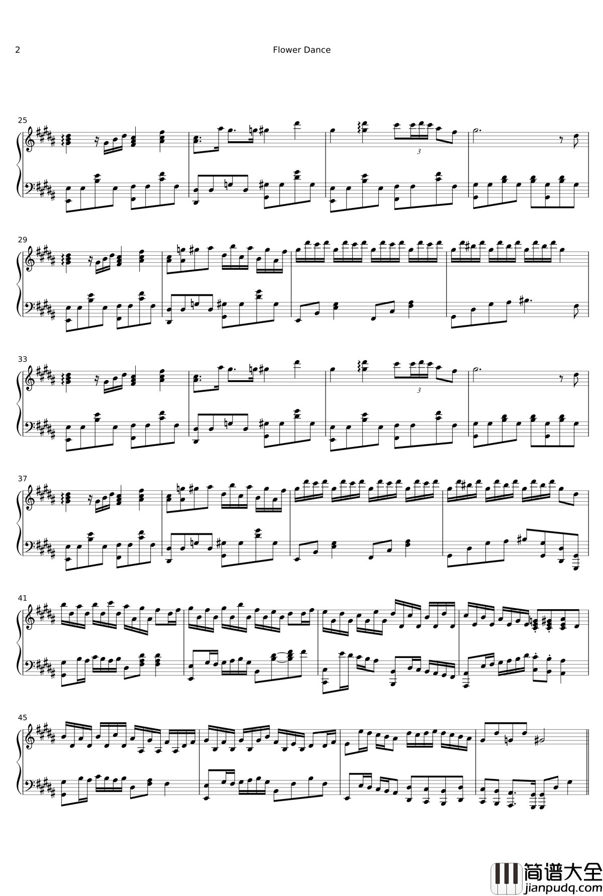 Flower_Dance钢琴谱_DJ_Okawari