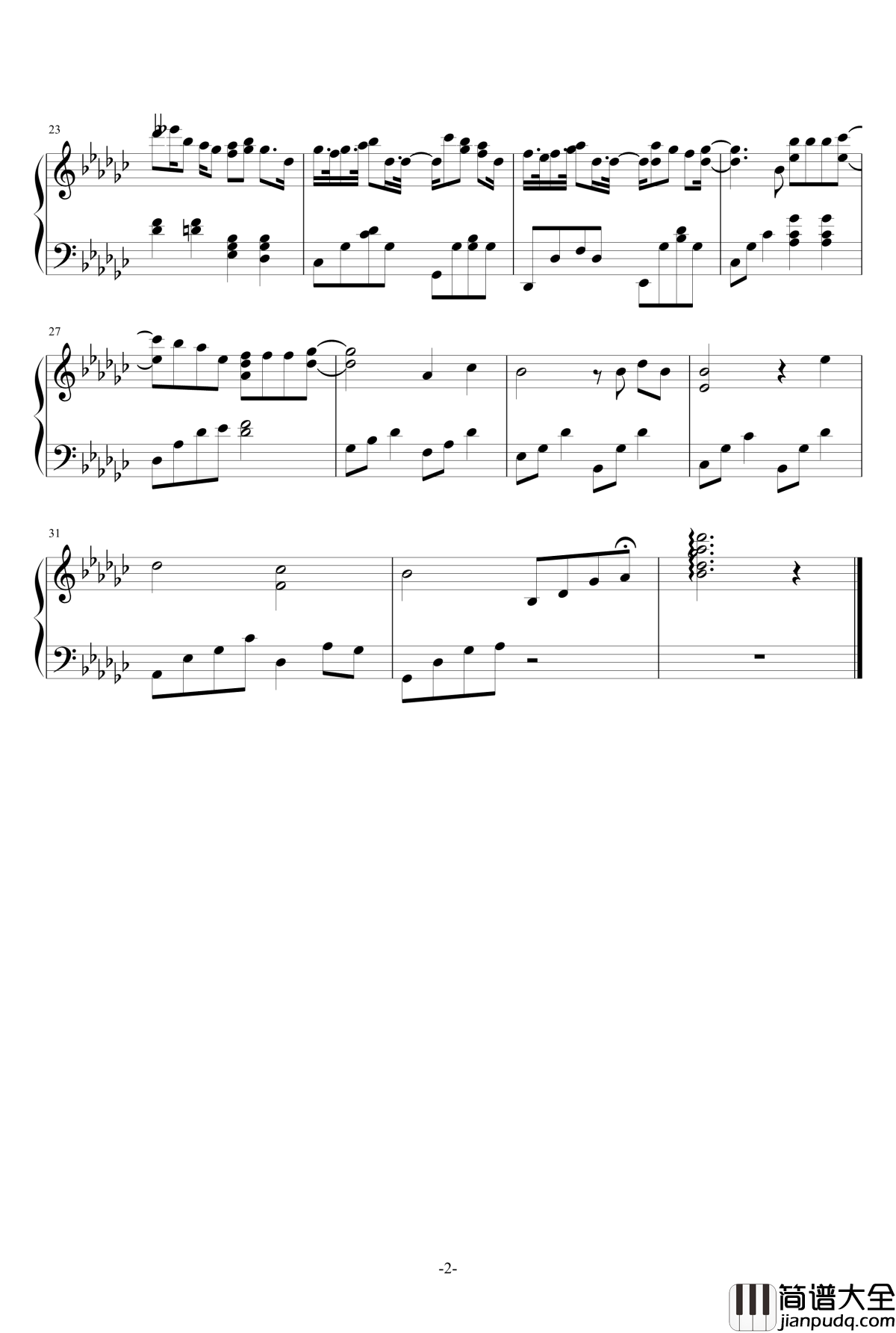 月花钢琴谱_中西亮辅