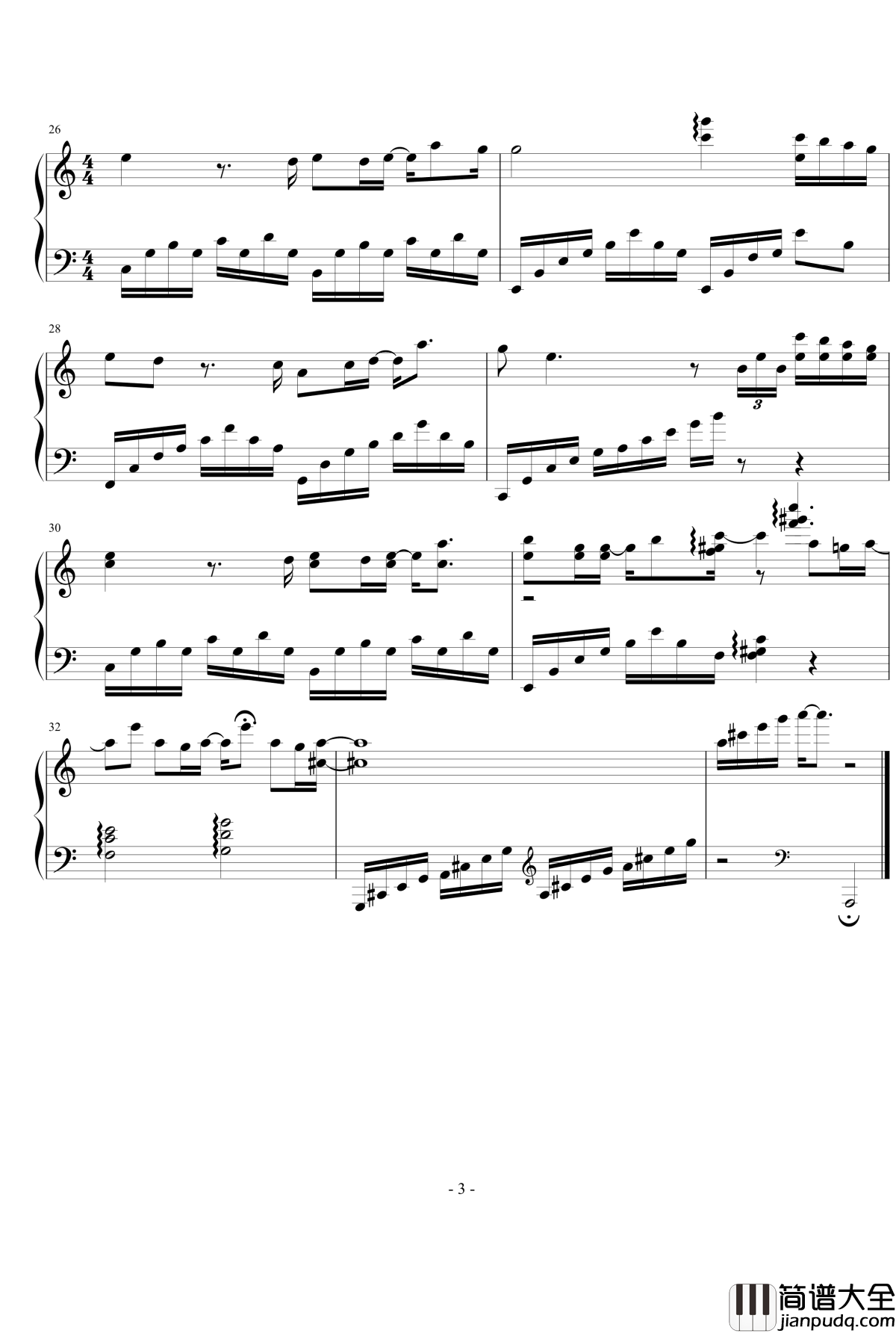 风一样的我钢琴谱_叶炫清