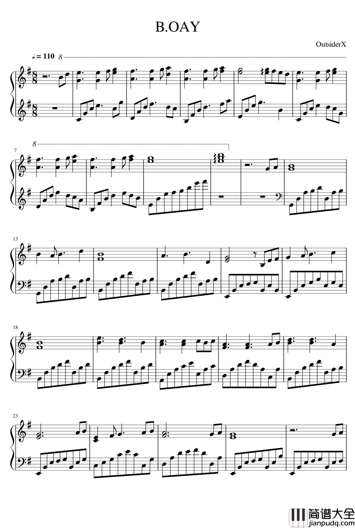 B.OAY钢琴谱_academics+