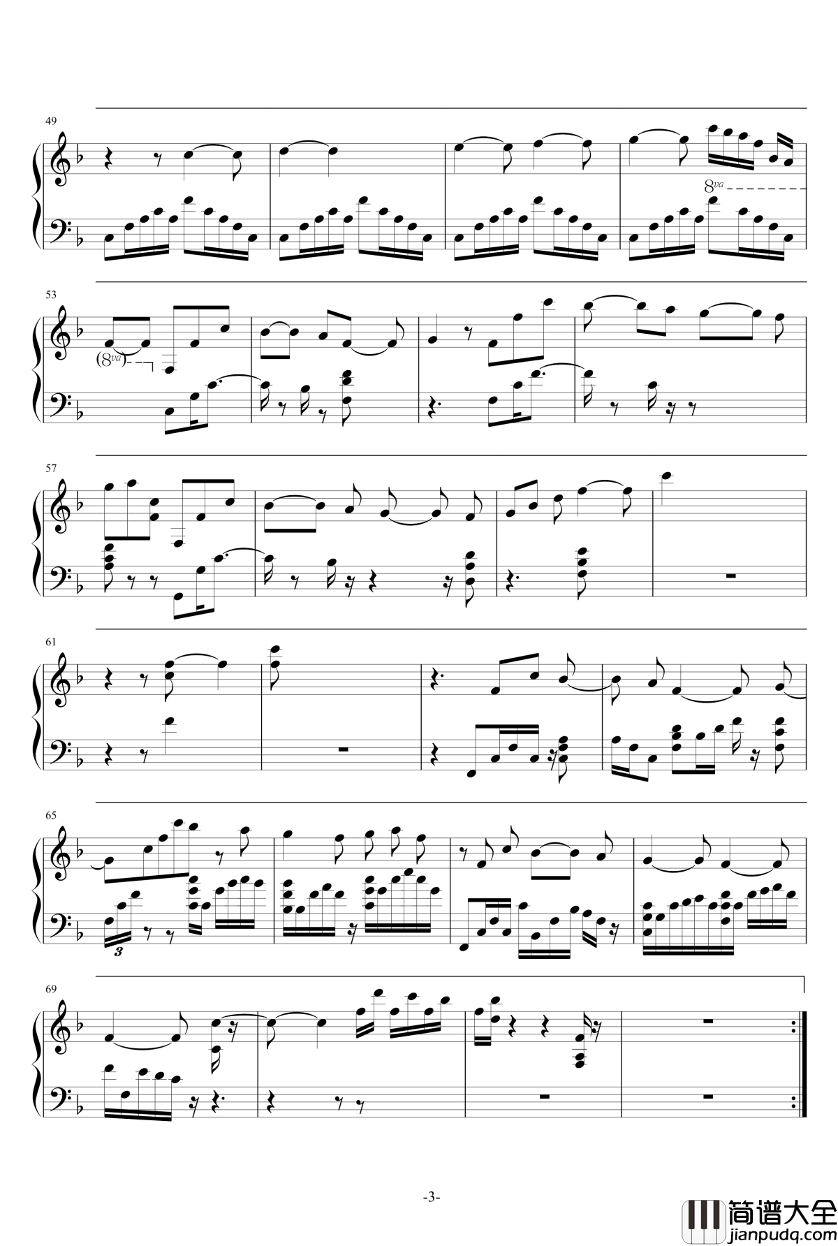 魔法使いの夜~メインテーマ钢琴谱_魔法使之夜_深泽秀行