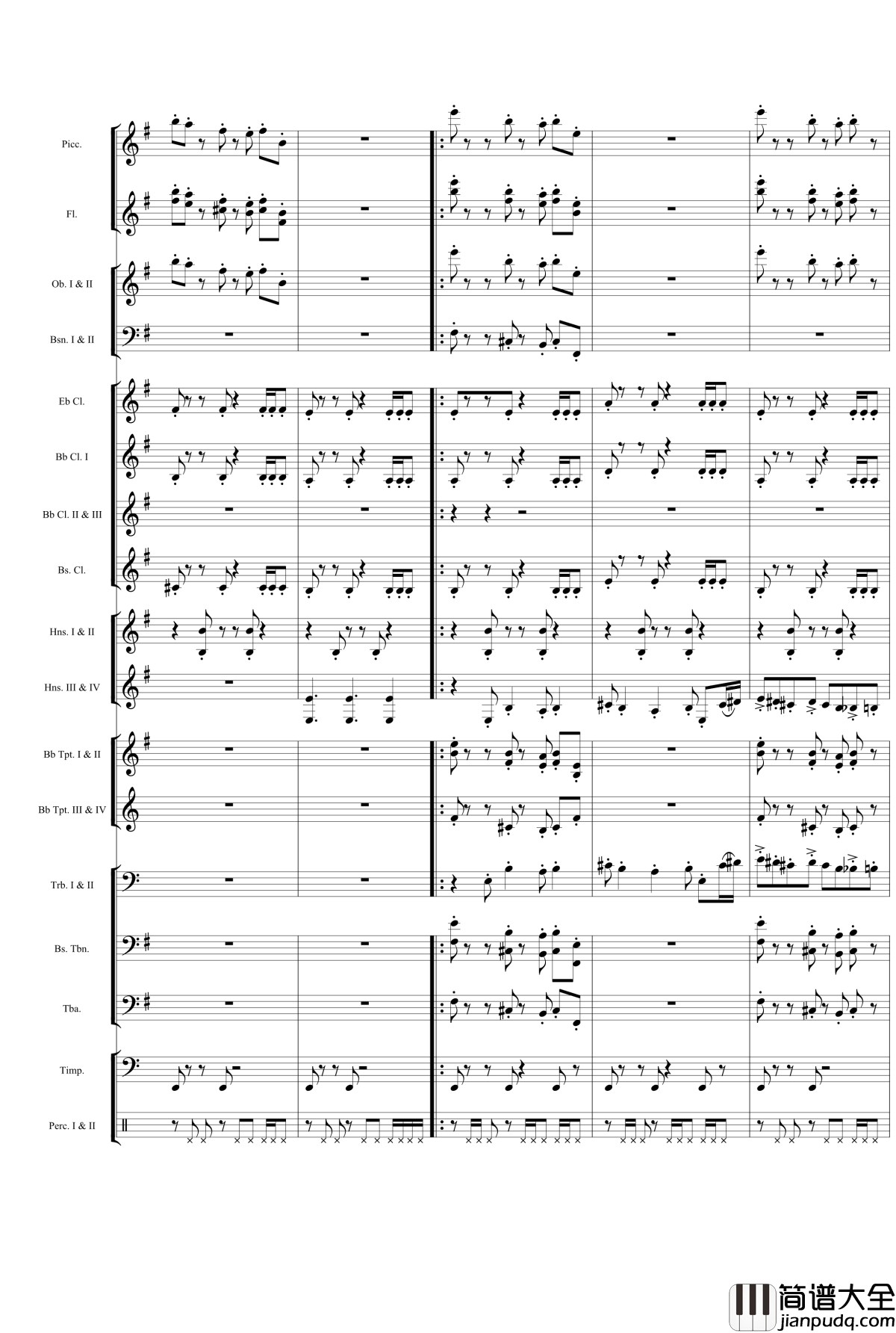 管乐第一组曲1钢琴谱_wudildy