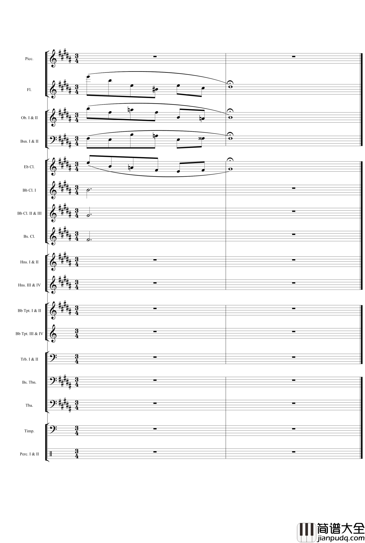 管乐第一组曲1钢琴谱_wudildy